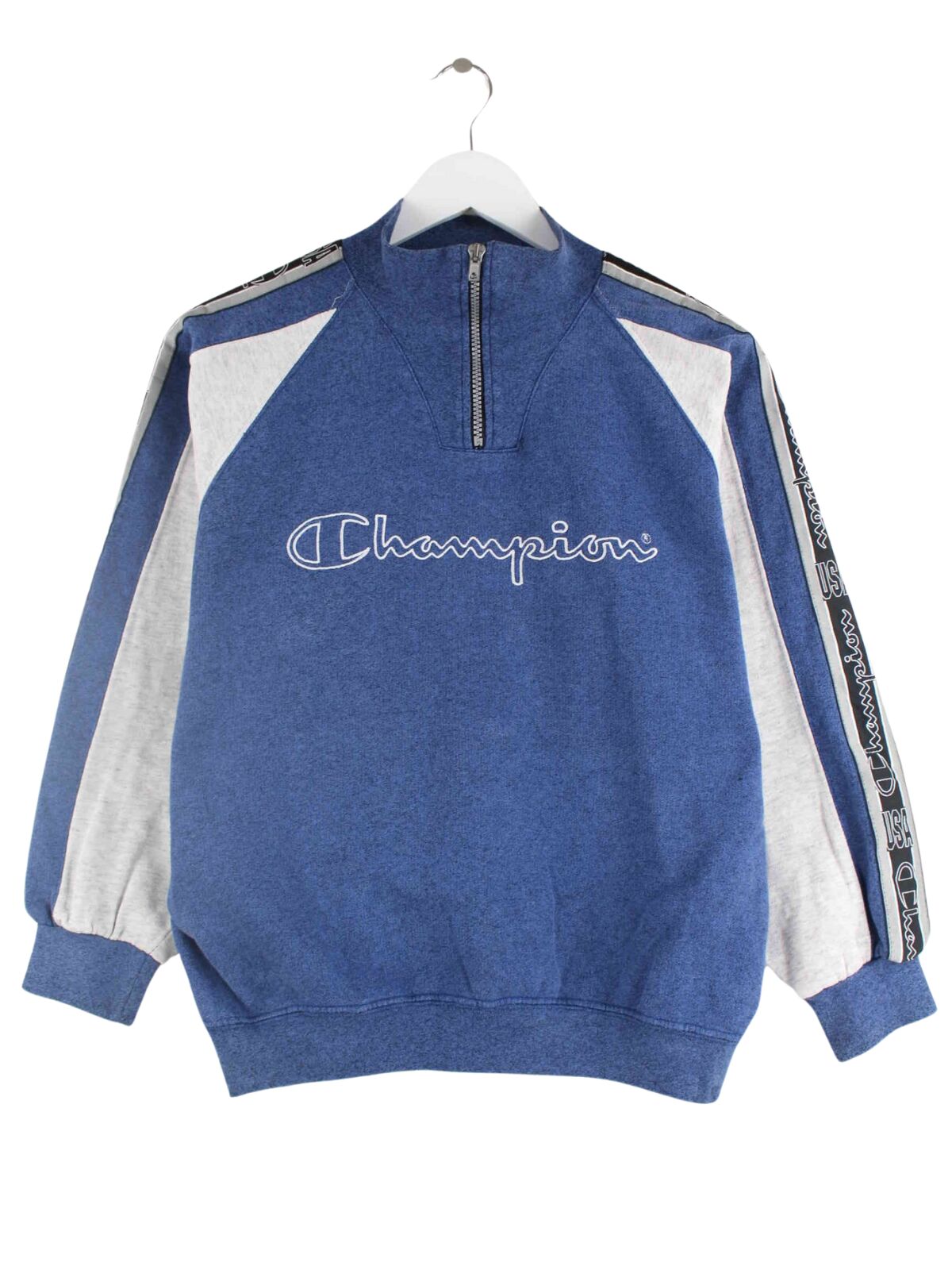 Champion Damen 00s Embroidered Half Zip Sweater Blau XS (front image)