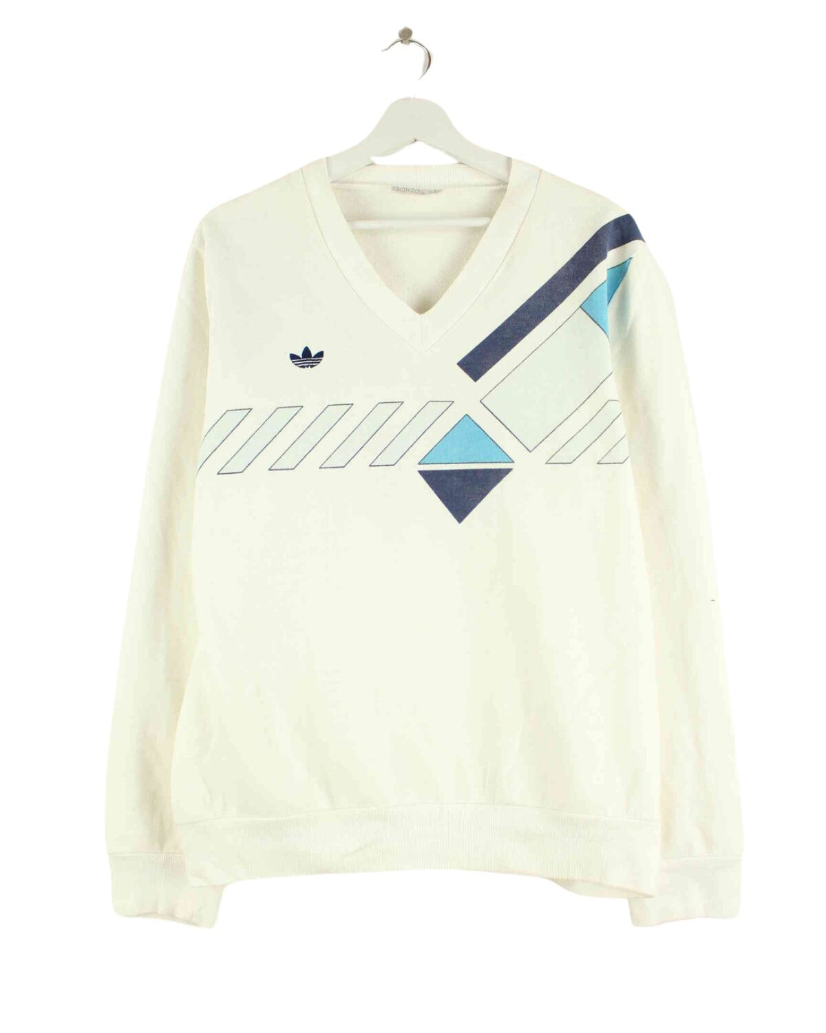 Adidas 80s Vintage Print V-Neck Sweater Weiß L (front image)