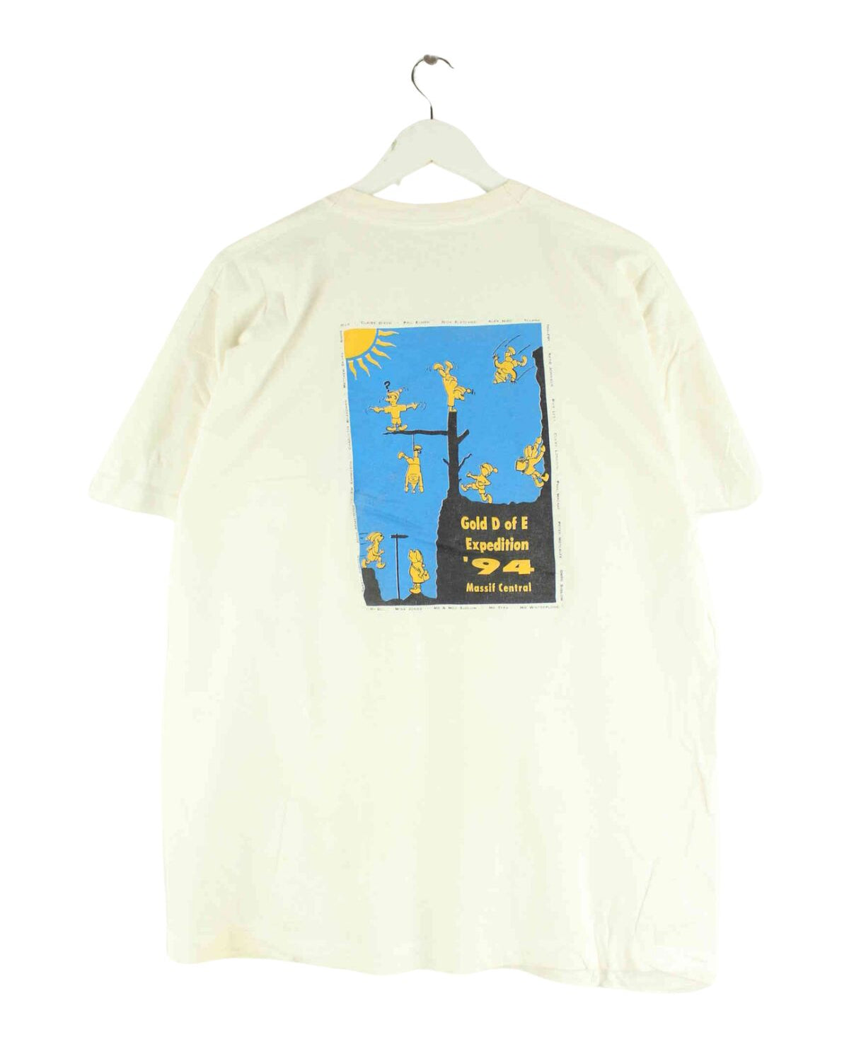 Vintage 1994 Expedition Print Single Stitched T-Shirt Beige L (back image)