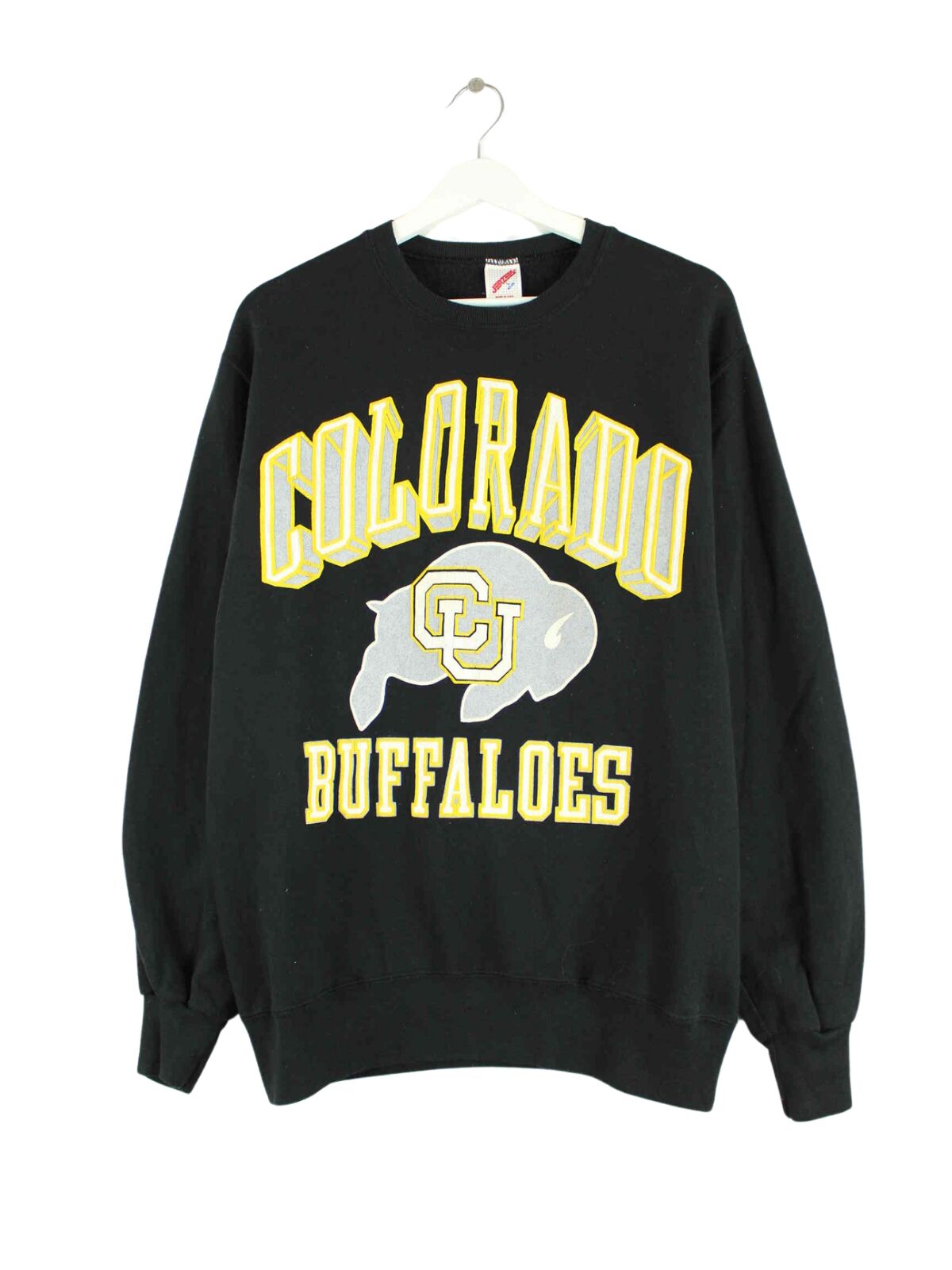 Jerzees 80s Vintage Colorado Buffalos Print Sweater Schwarz L (front image)