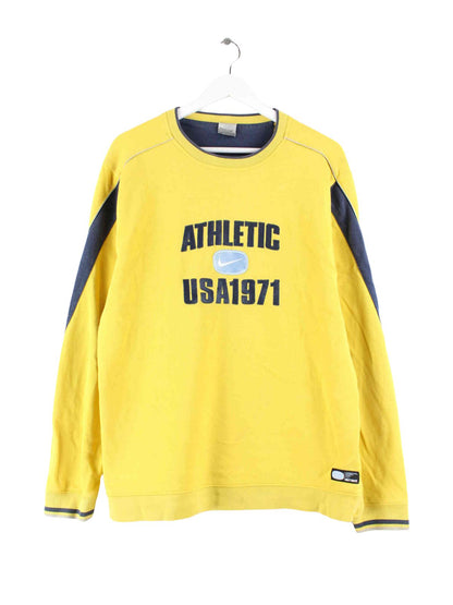 Nike y2k Athletic Swoosh Embroidered Sweater Gelb M