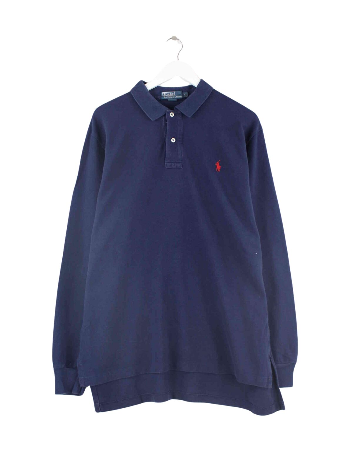 Ralph Lauren 90s Vintage Langarm Polo Blau XL (front image)