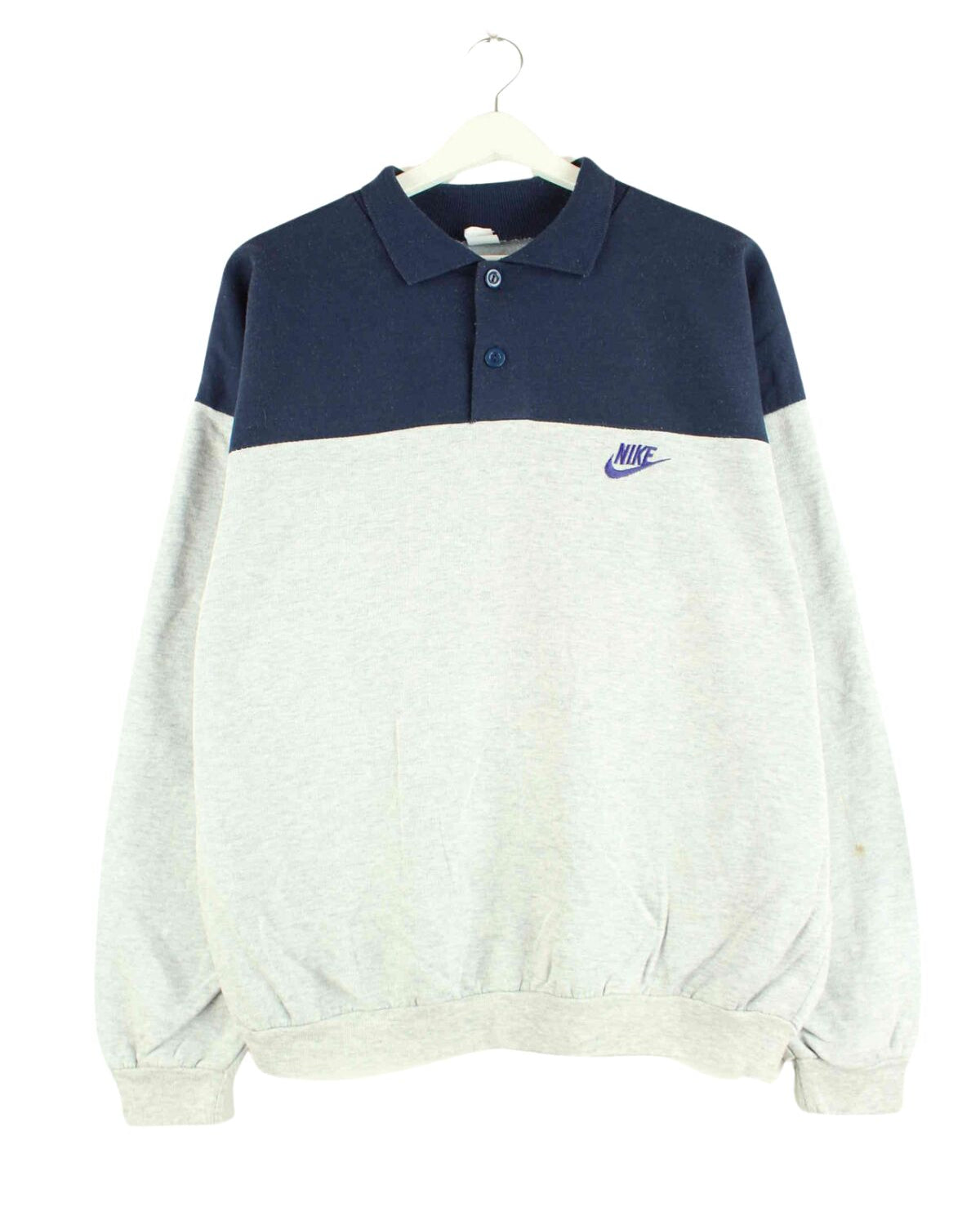 Nike 80s Vintage Polo Sweater Grau L (front image)