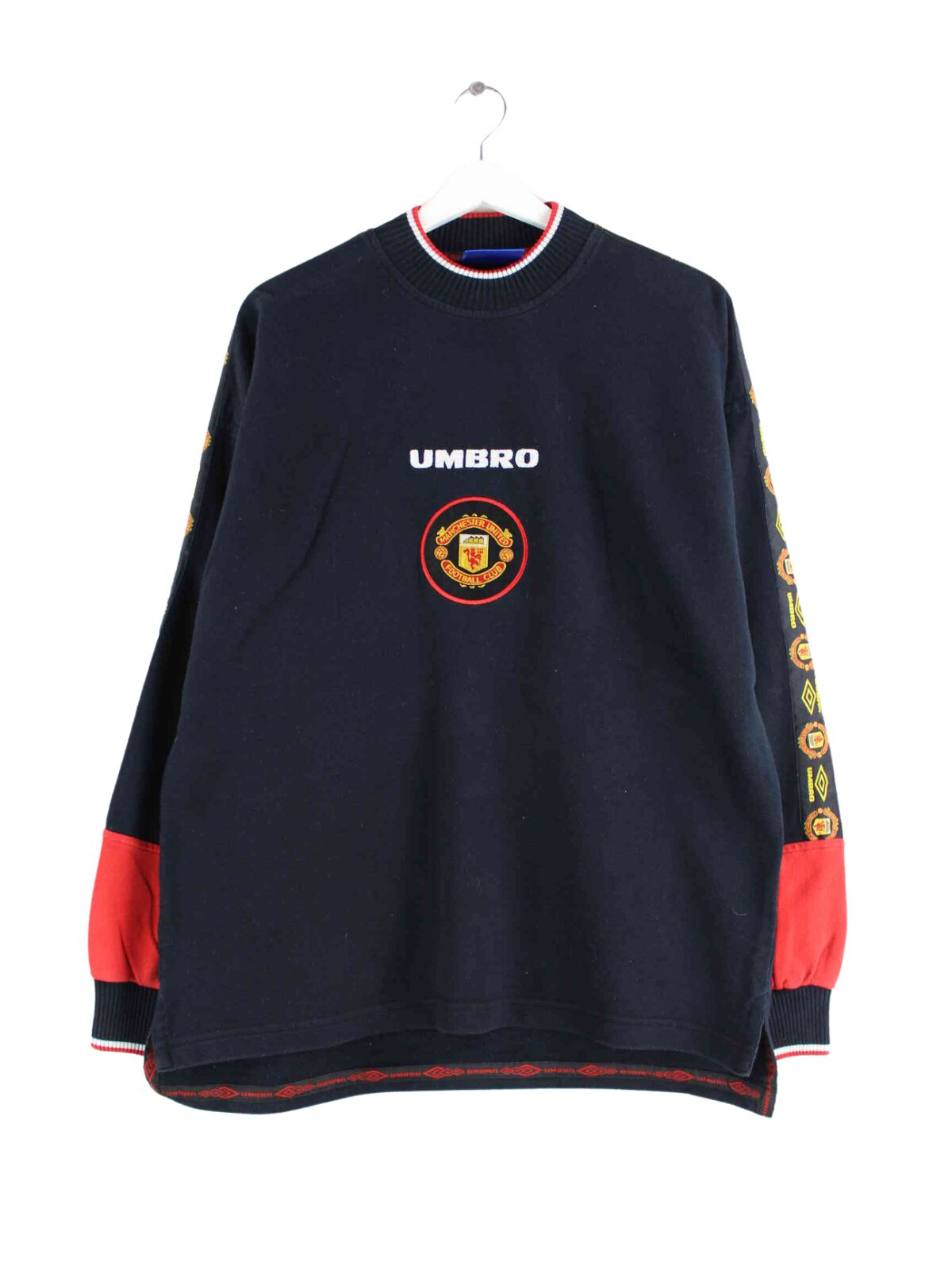 Umbro 90s Vintage Manchester Tape Sweater Schwarz L (front image)