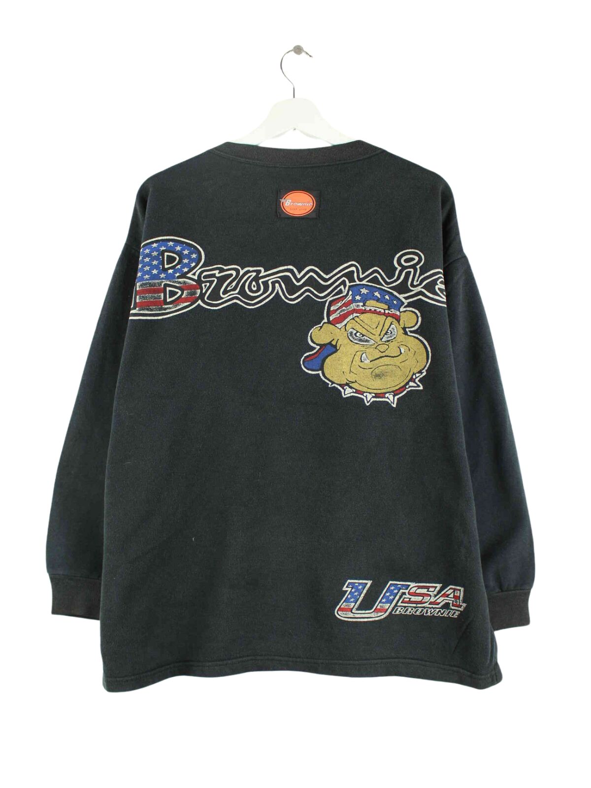 Vintage 90s Brownie Surf Line Print Sweater Schwarz M (back image)