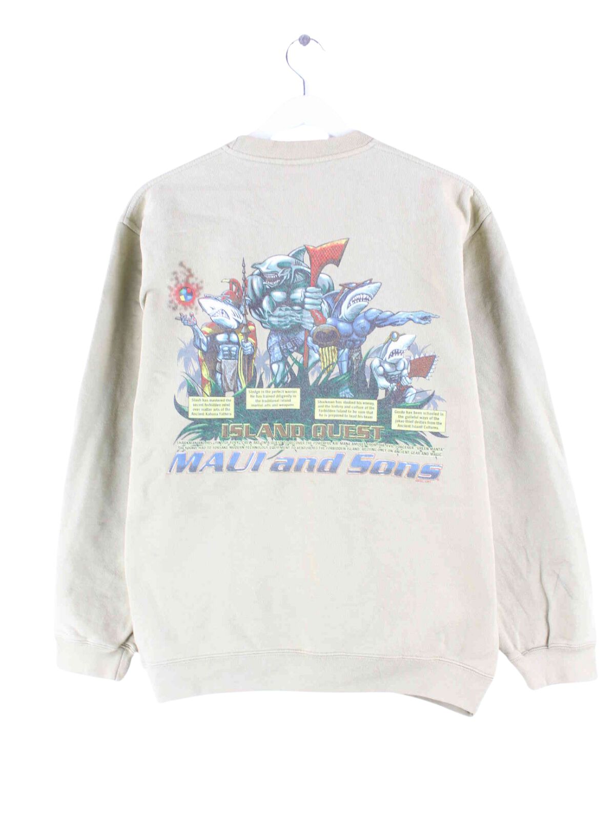 Vintage 90s Maui and Sons Print Sweater Beige S