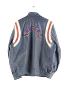 Vintage 80s Leder College Jacke Blau L (back image)