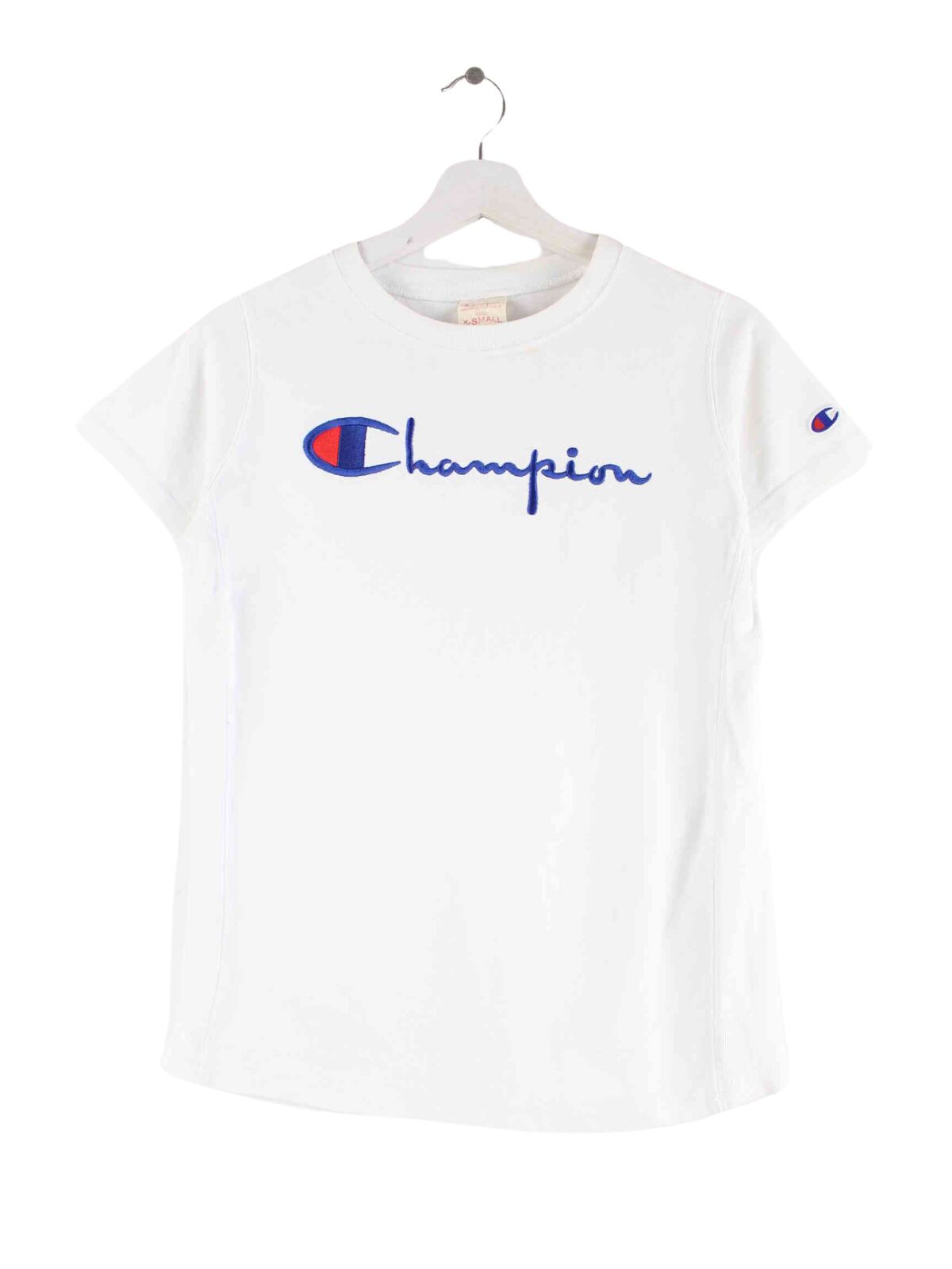 Champion Damen 90s Vintage Embroidered T Shirt WeiB XS Peeces