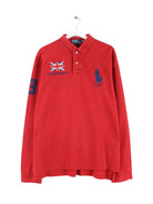 Ralph Lauren 90s Vintage Britain Embroidered Langarm Polo Rot XL (front image)