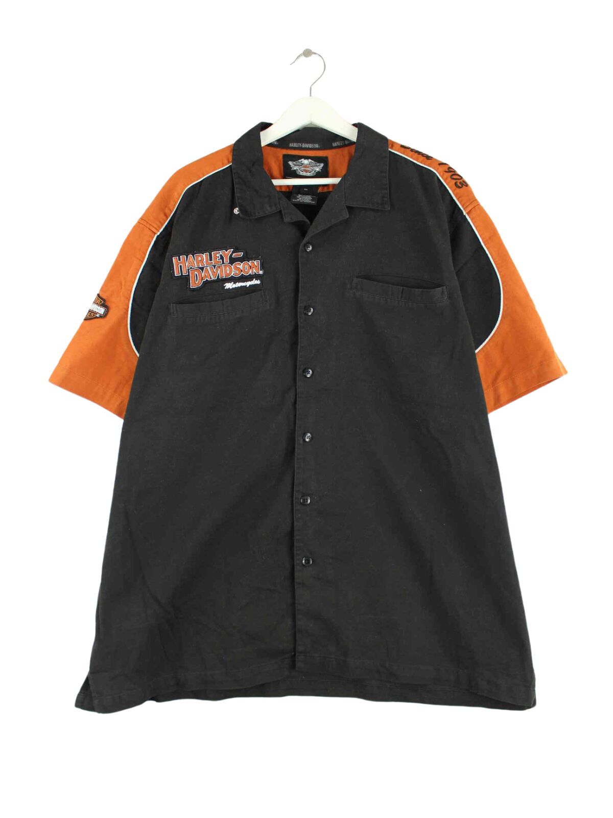Harley Davidson y2k Embroidered Short Sleeve Hemd Schwarz XXL (front image)