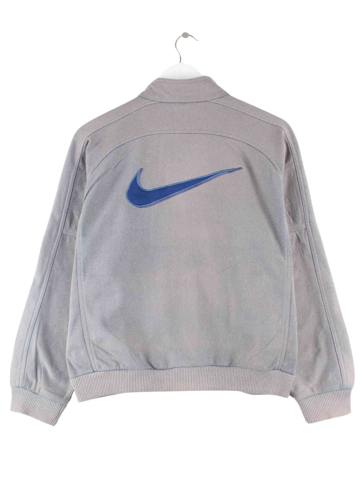 Nike Damen 90s Vintage Big Swoosh Embroidered Trainingsjacke Grau M (back image)