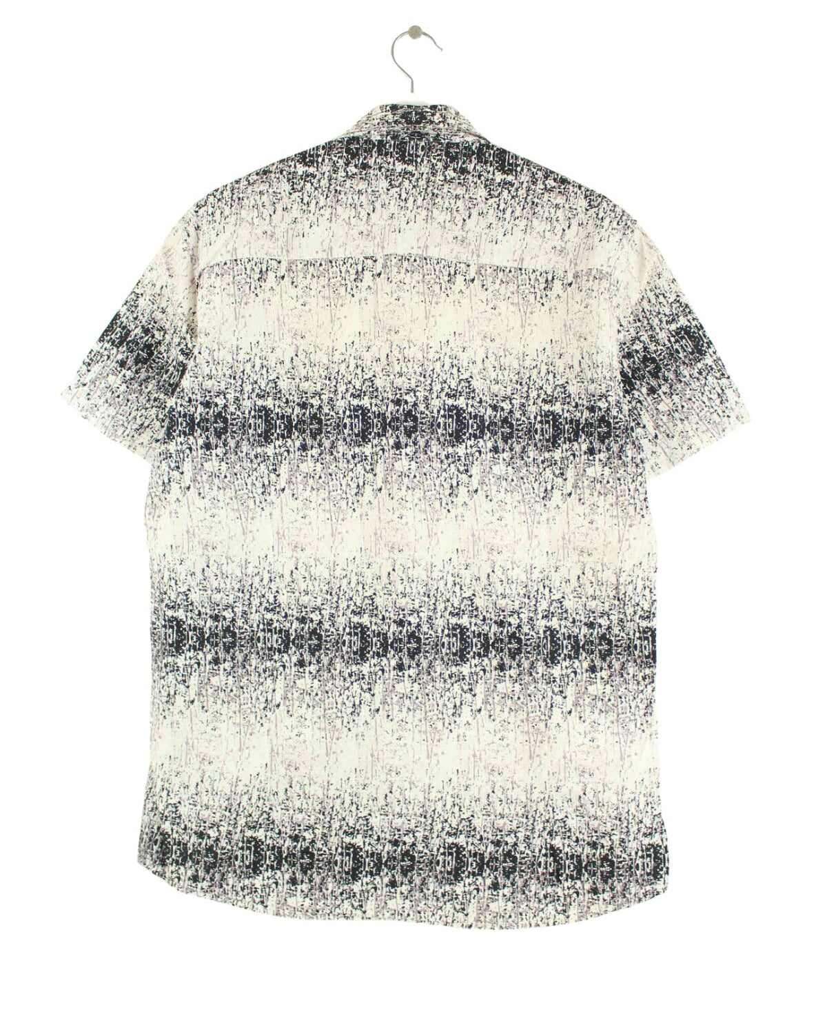 Vintage 00s Crazy Pattern Short Sleeve Hemd Weiß XL (back image)