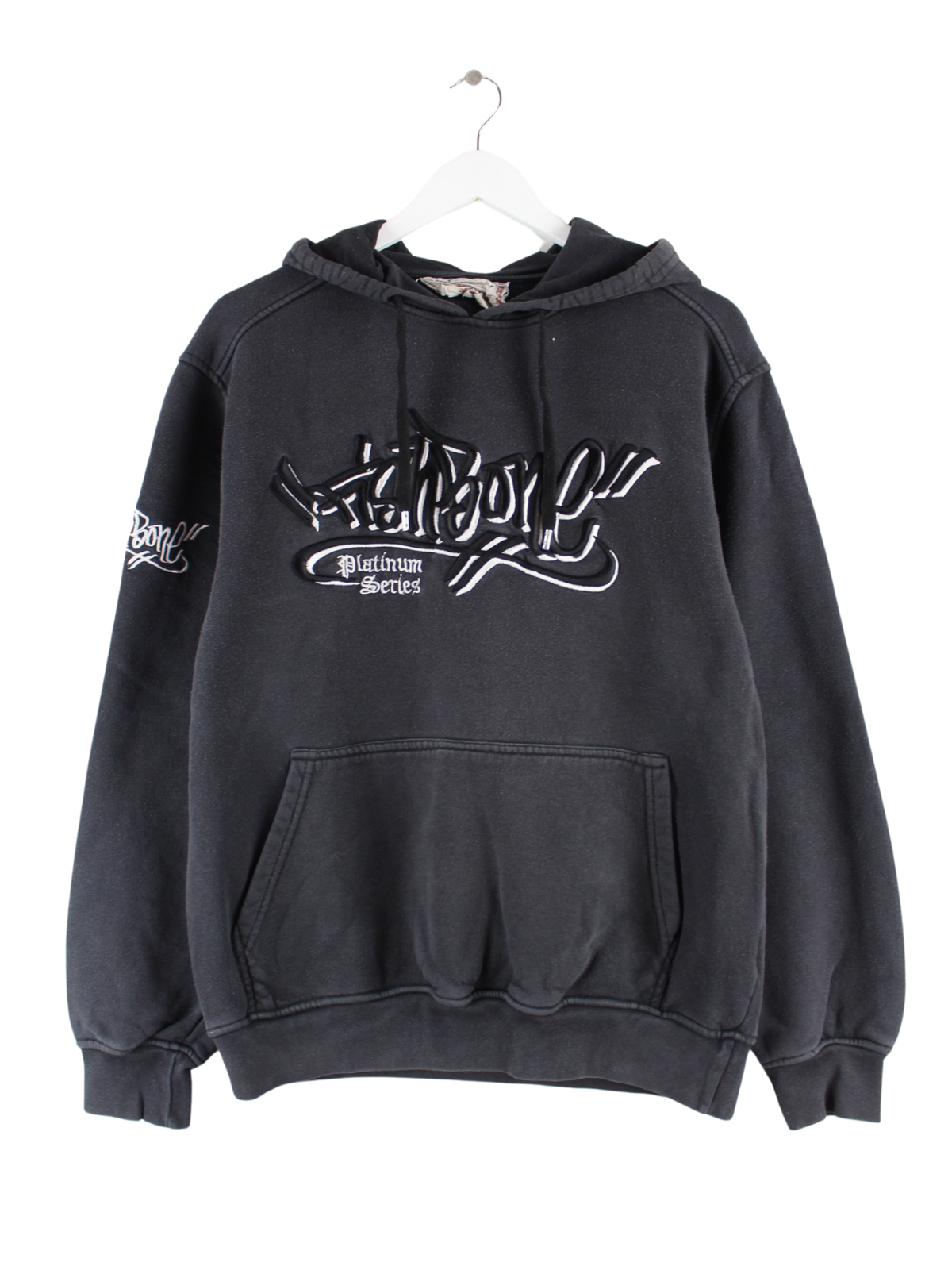 Fishbone y2k Thick Embroidered Hoodie Black M Peeces
