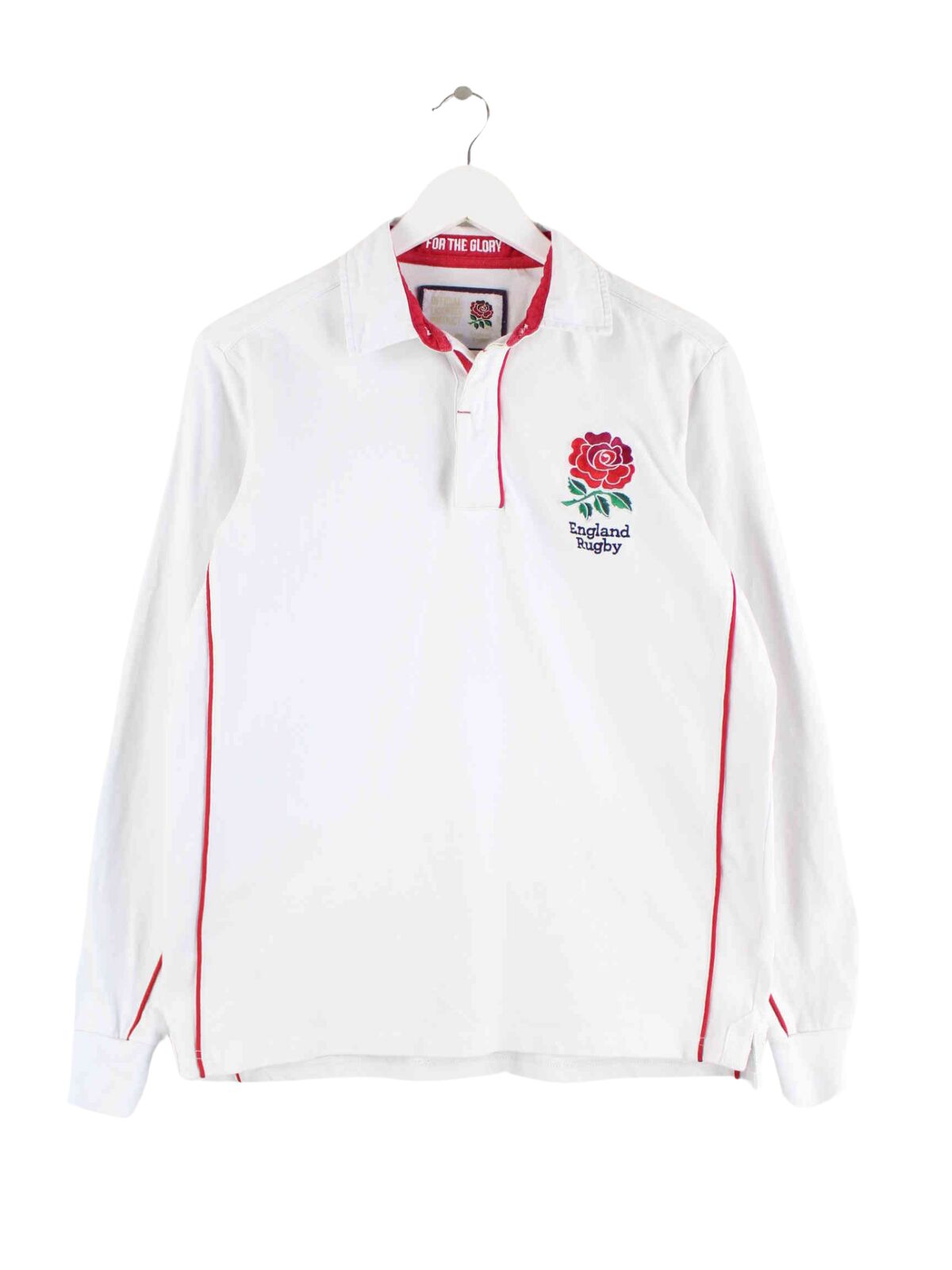 Vintage England Rugby Langarm Polo Weiß S (front image)