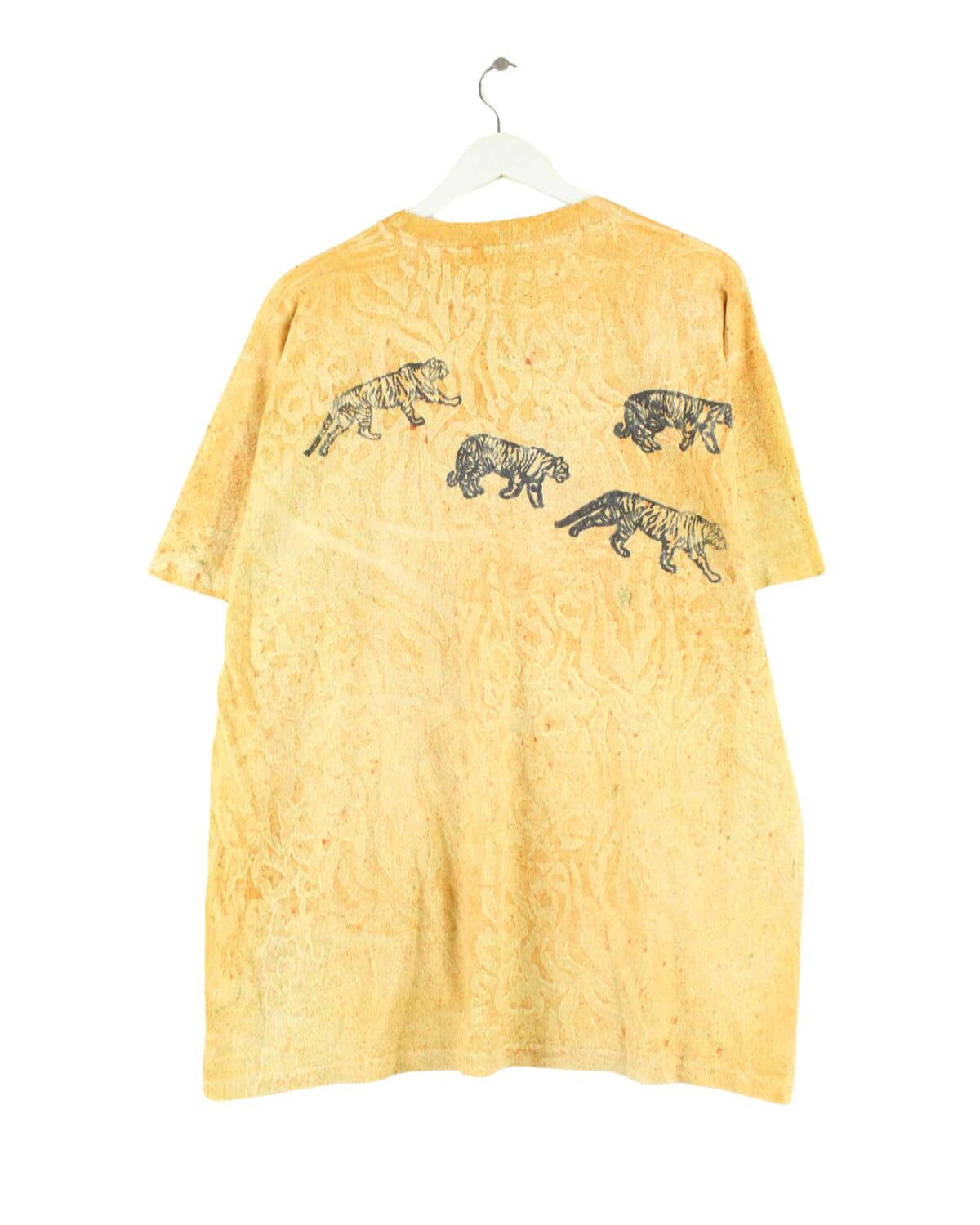 Vintage 90s Wild Life Motive Single Stitch T-Shirt Gelb XL (back image)