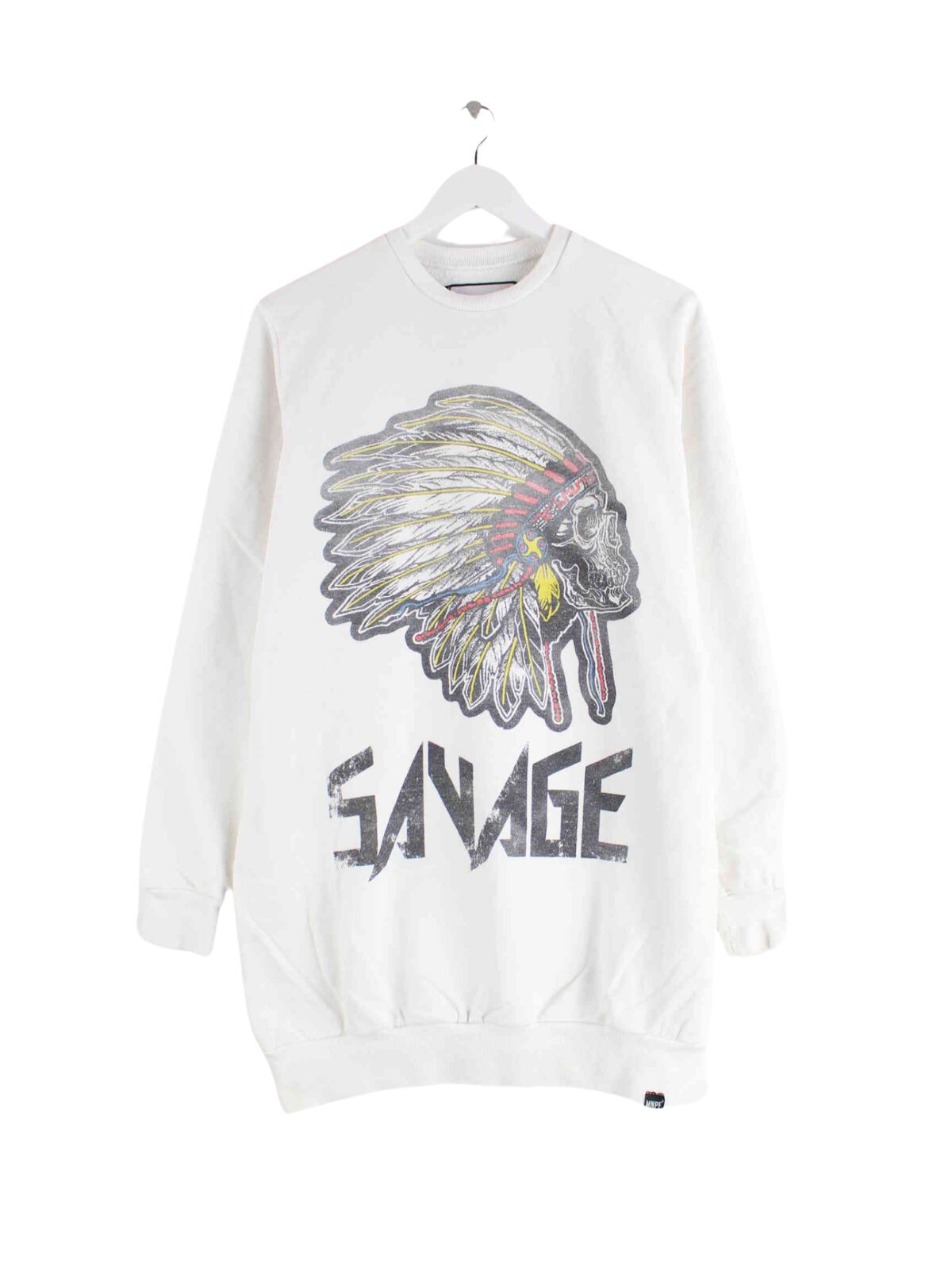 Vintage Oversized Savage Print Sweater Weiß L (front image)