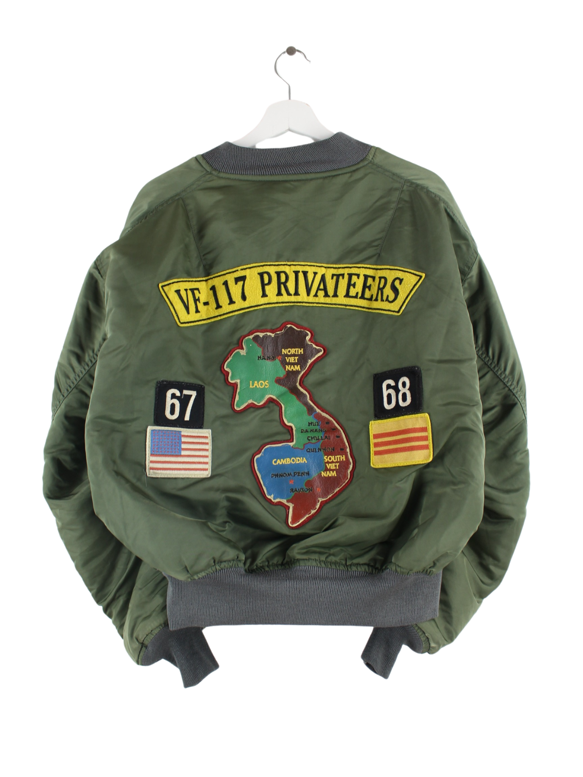 Avirex 90s Vintage VF-117 Privateers Embroidered Jacke Grün L – Peeces Avirex 90s Vintage VF-117 Privateers Embroidered Jacke Grün L – Peeces