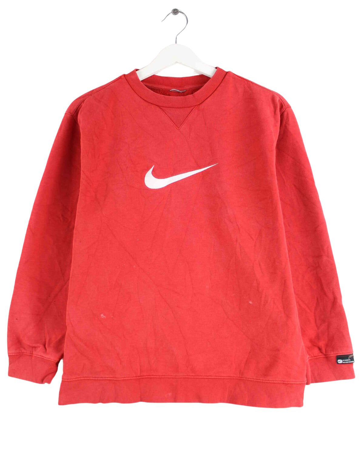 Nike 90s Vintage Big Swoosh Embroidered Sweater Rot S (front image)
