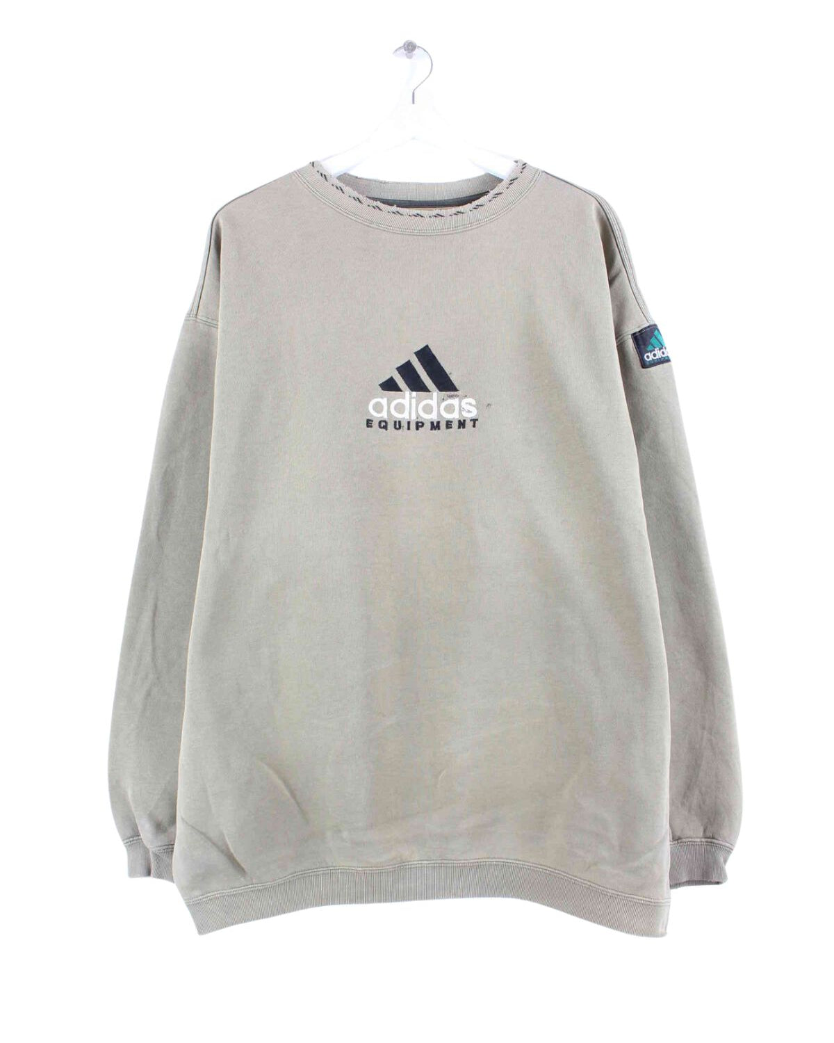 Adidas Equipment 90s Vintage Embroidered Sweater Khaki XXL (front image)