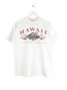 Fruit of the Loom 80s Vintage Hawaii Print Single Stitched T-Shirt Weiß S (front image)