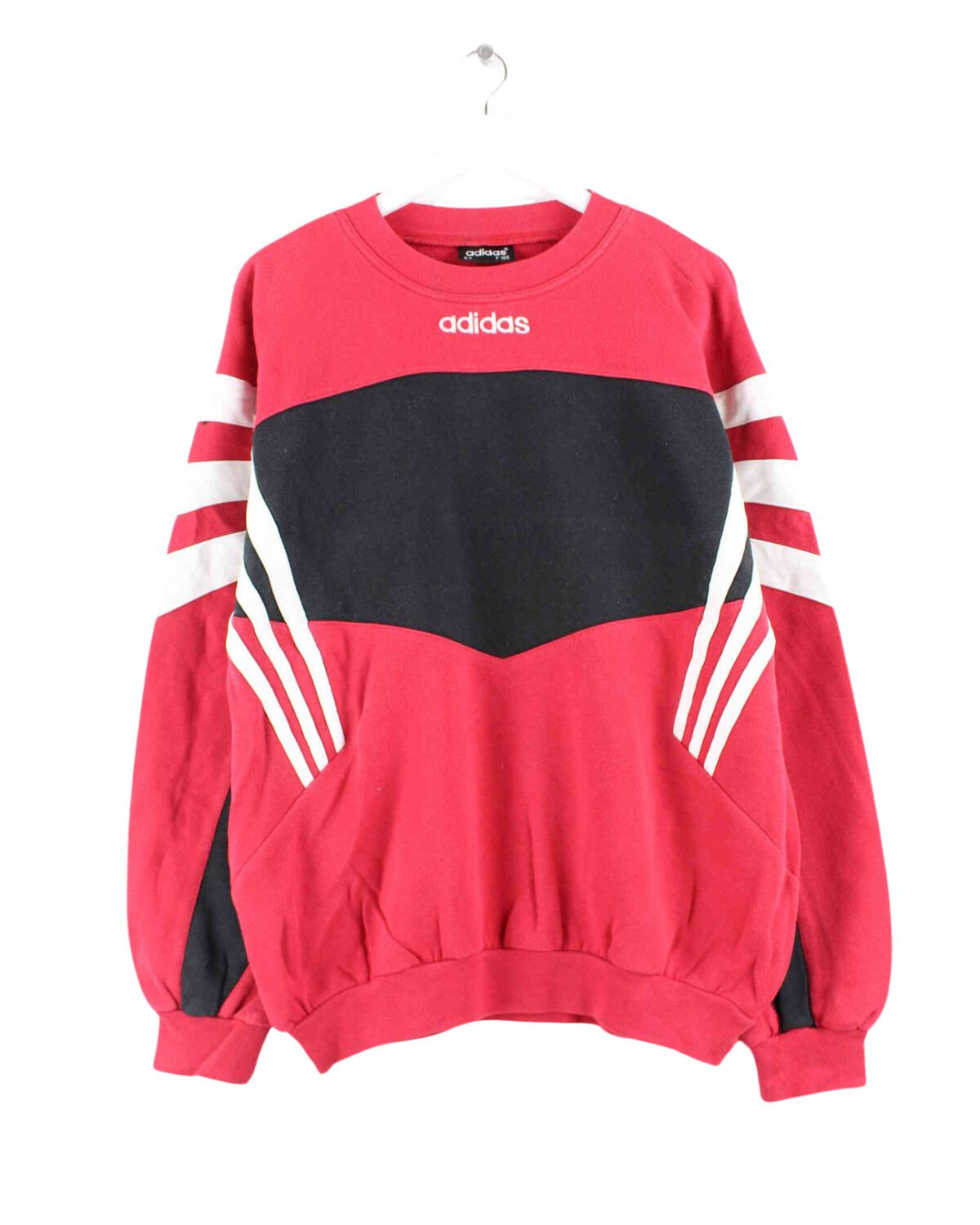 Adidas 90s Vintage 3-Stripes Embroidered Sweater Rot XL (front image)