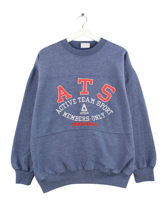Active 90s Vintage Embroidery Sweater Blau S