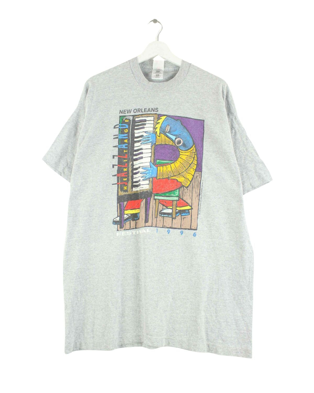 Fruit of the Loom 1996 Vintage Jazz Festival Single Stitched T-Shirt Grau XXL (front image)