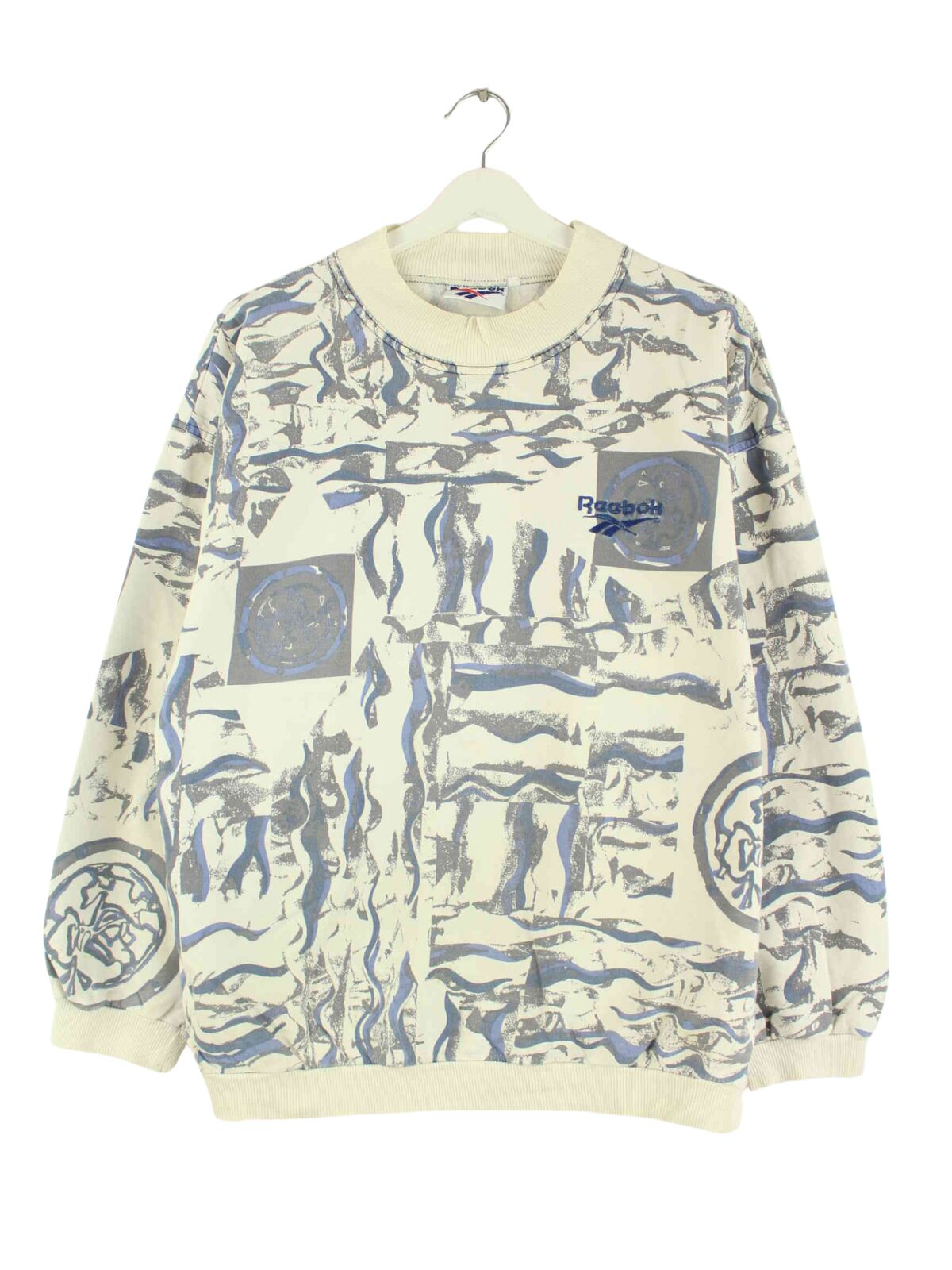 Reebok 90s Vintage Crazy Pattern Sweater Beige L (front image)