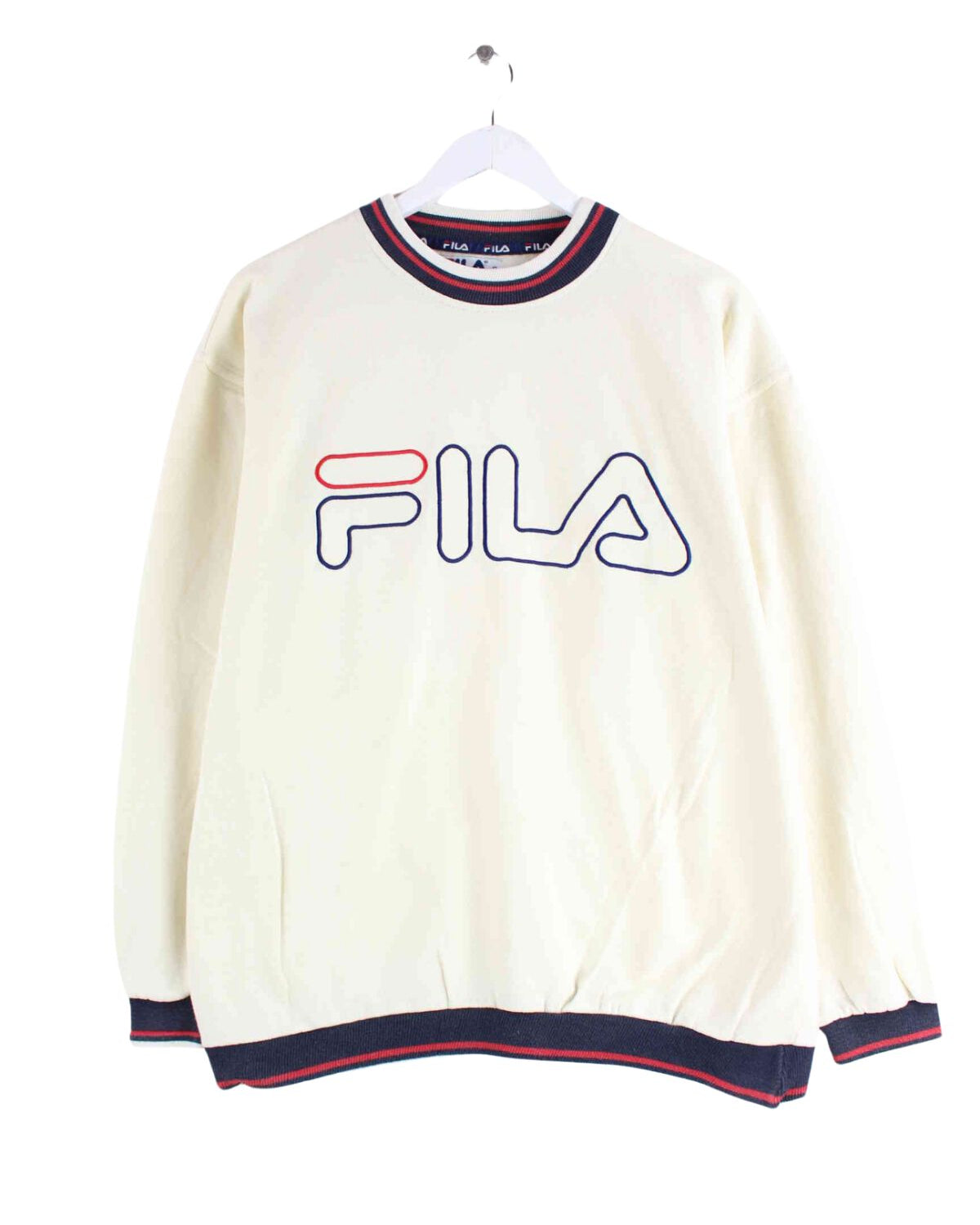 Fila 90s Vintage Embroidered Sweater Beige L (front image)