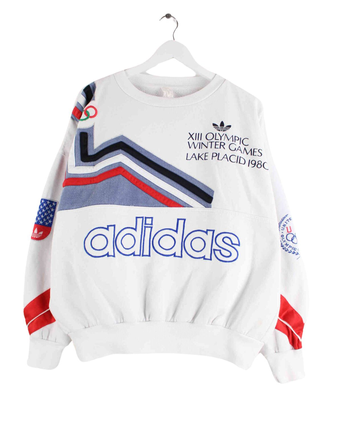Adidas 1980 Olympic Winter Games Embroidered Sweater Weiß M (front image)