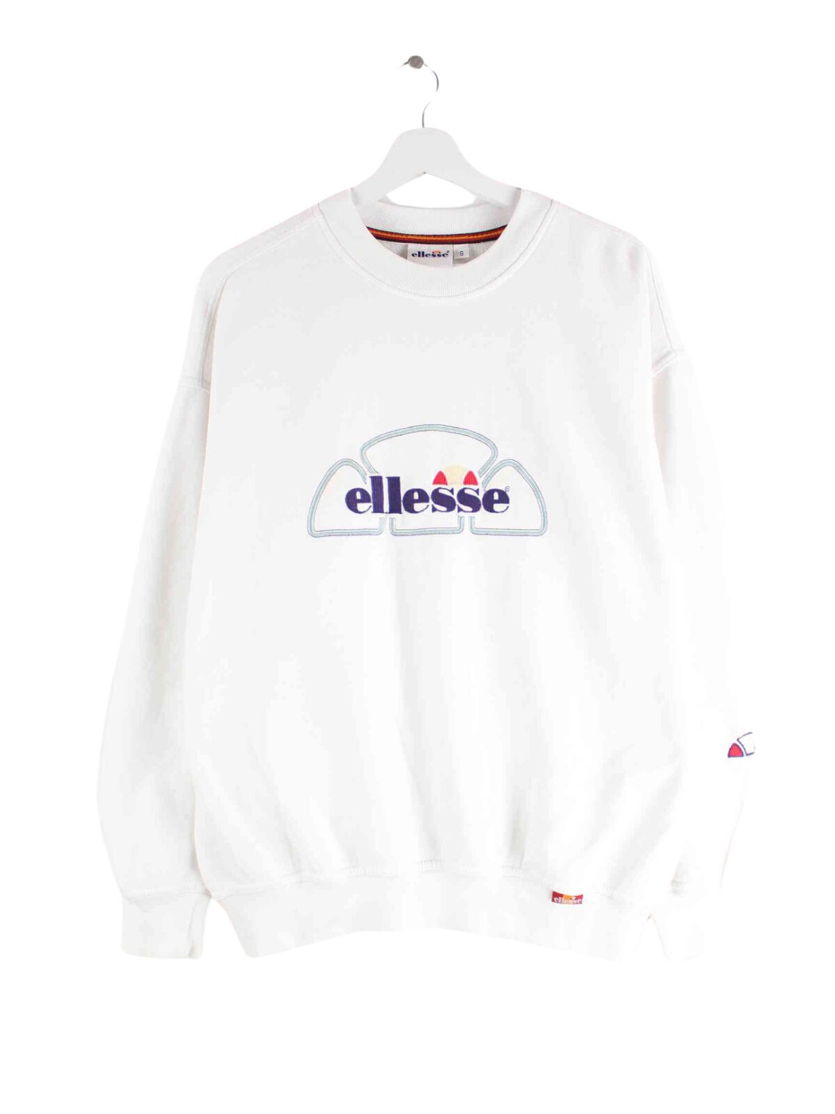 Ellesse 90s Vintage Embroidered Sweater Weiß S (front image)