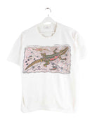 Vintage 80s Aligator Print Single Stitched T-Shirt Weiß S (front image)