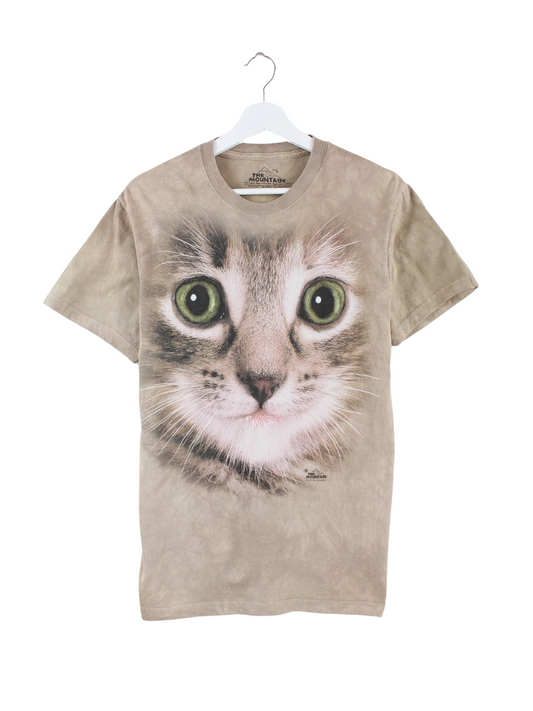 Vintage Cat Print T-Shirt Braun S