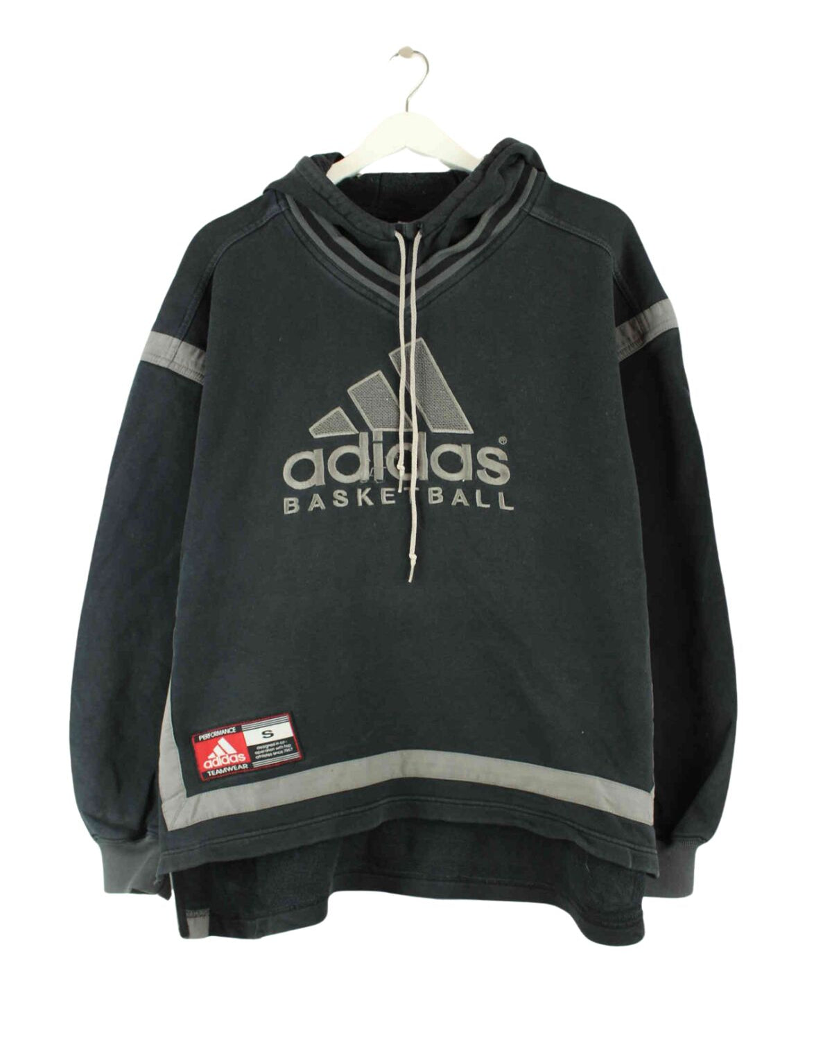 Adidas 90s Vintage Basketball Embroidered Hoodie Schwarz S (front image)
