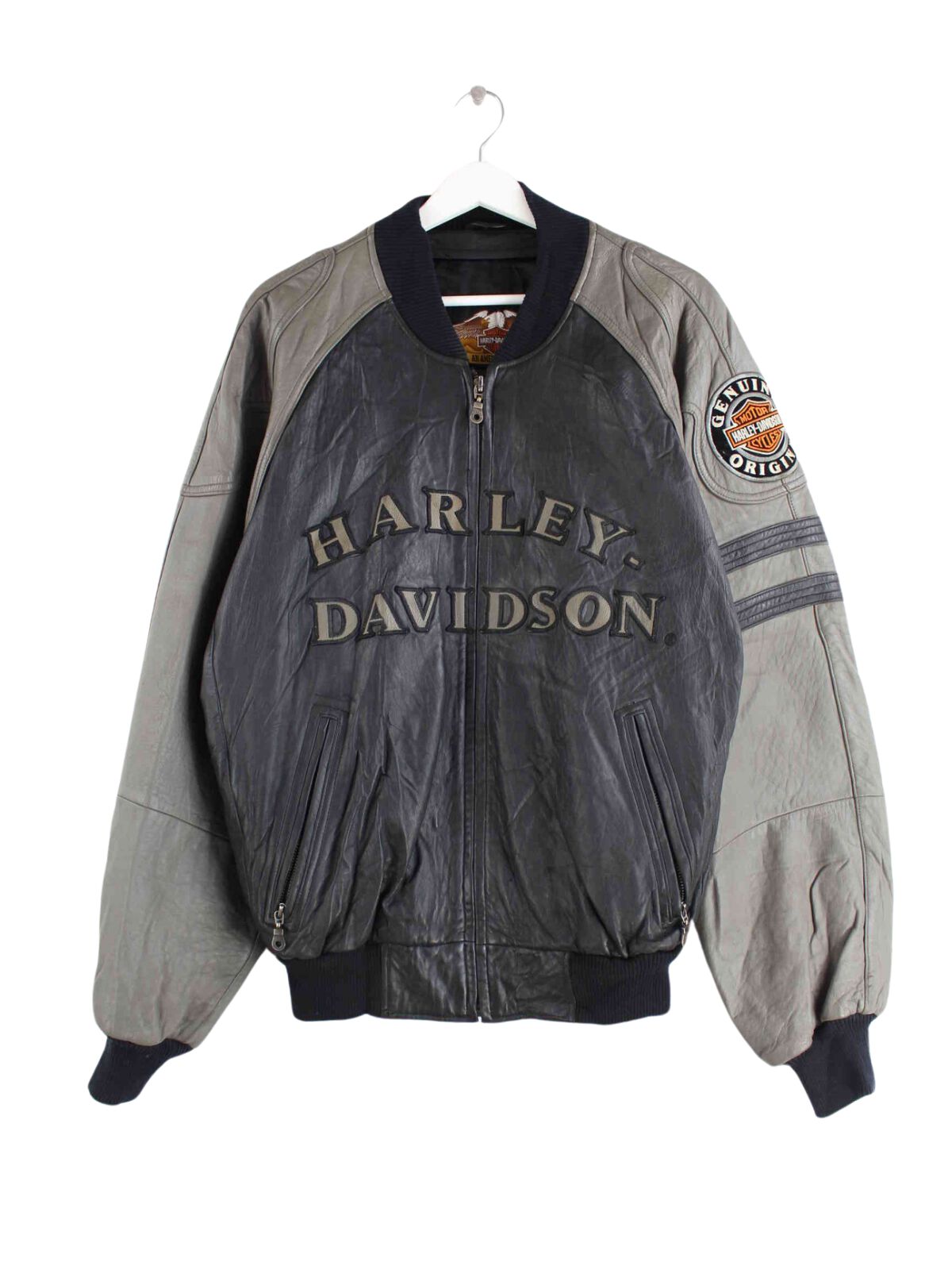 Harley Davidson 90s Vintage Embroidered Jacke Schwarz L (front image)
