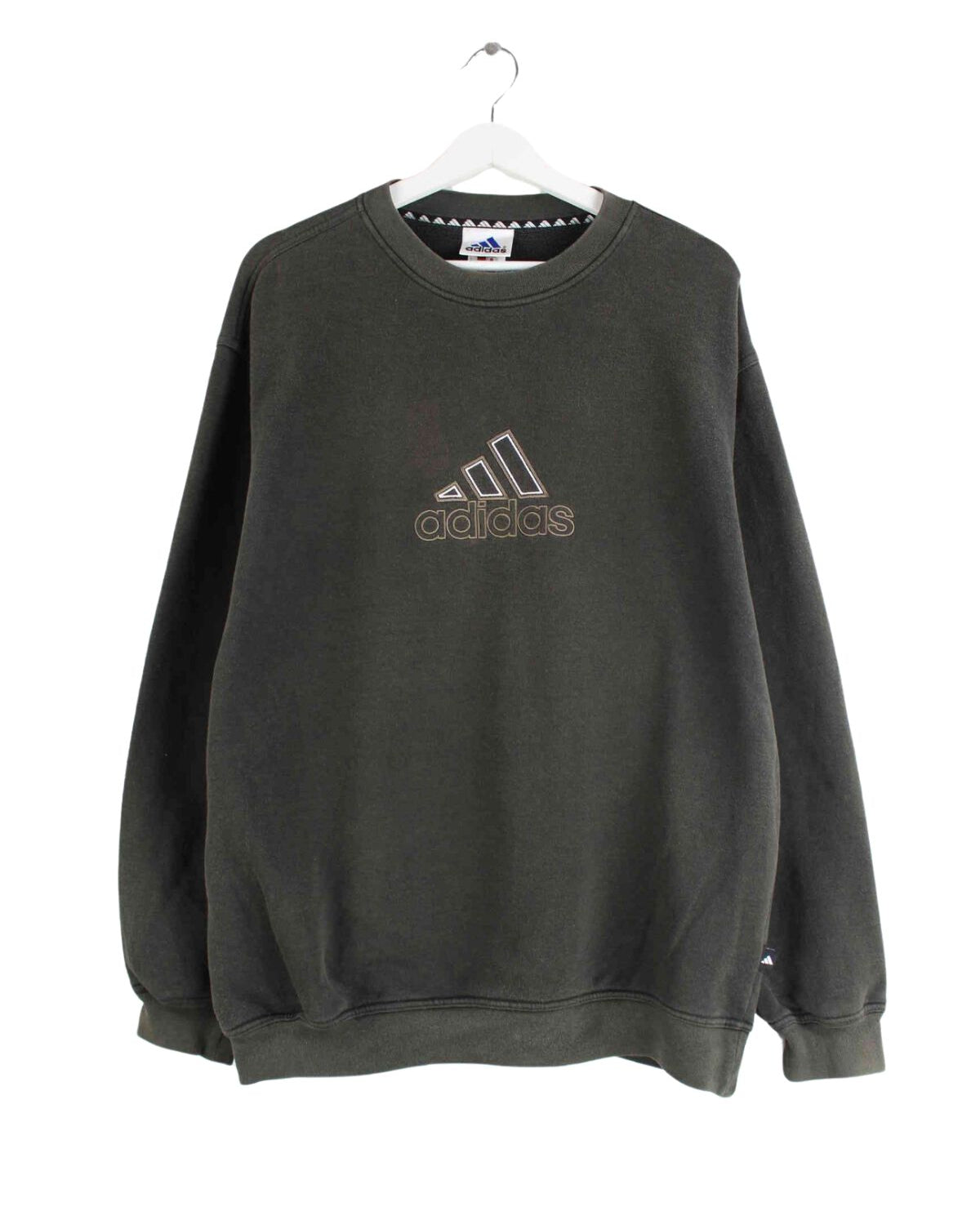 Adidas 90s Vintage Big Logo Embroidered Sweater Grün L (front image)