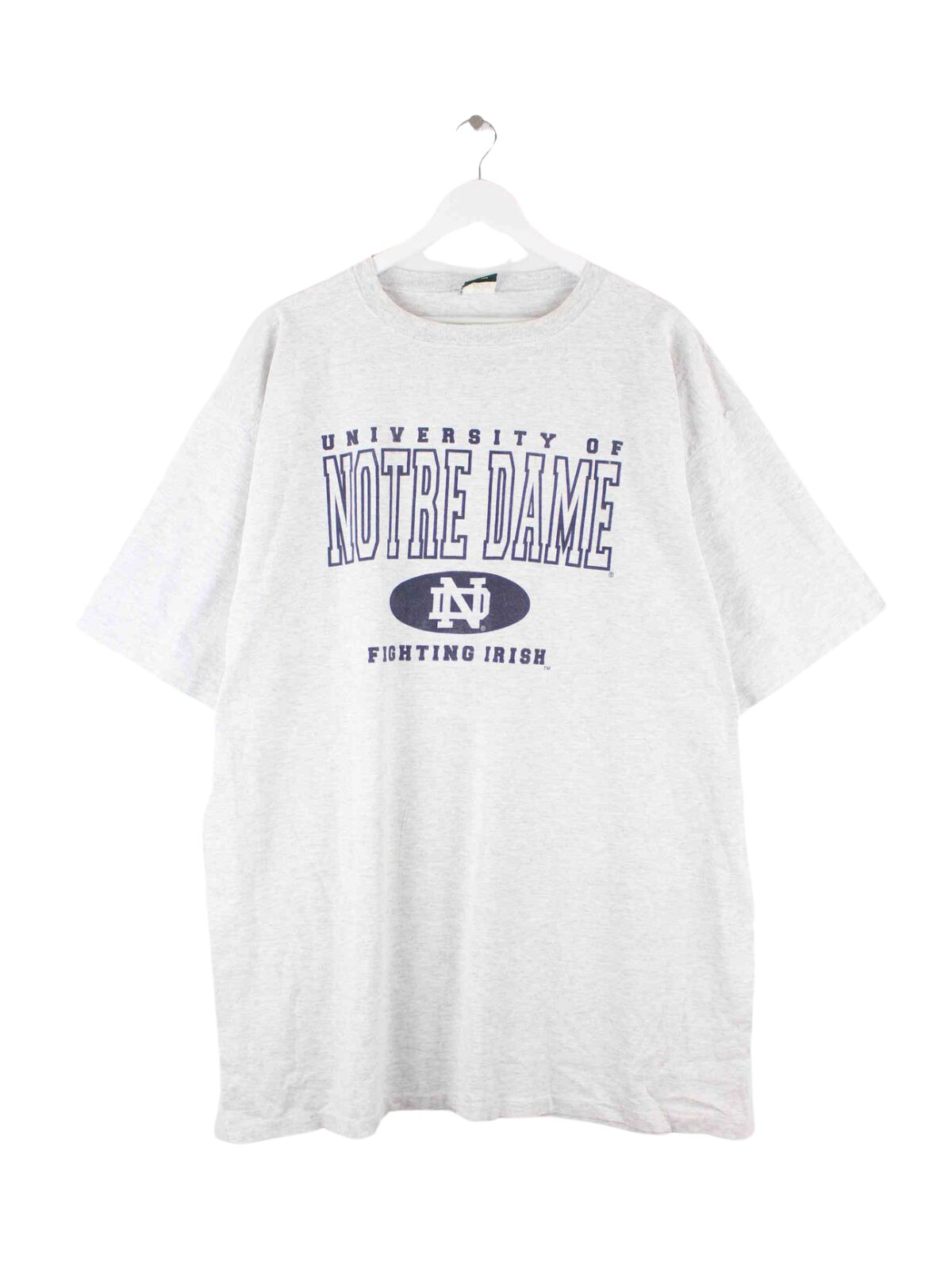 Vintage 90s Notre Dame Print Single Stitch T-Shirt Grau 4XL (front image)