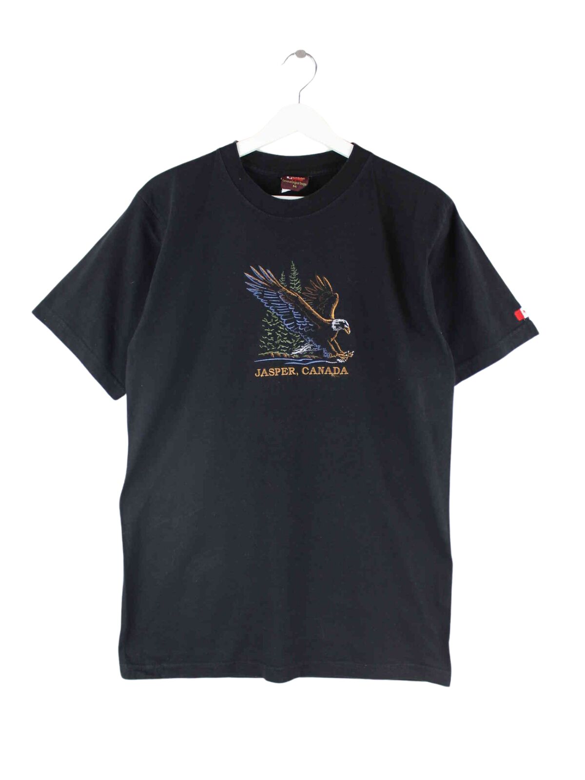 Vintage 00s Canada Eagle Embroidered T-Shirt Schwarz M (front image)