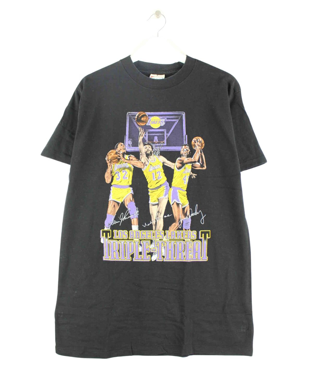 Nutmeg 90s Vintage NBA Lakers Print T-Shirt Schwarz XL (front image)