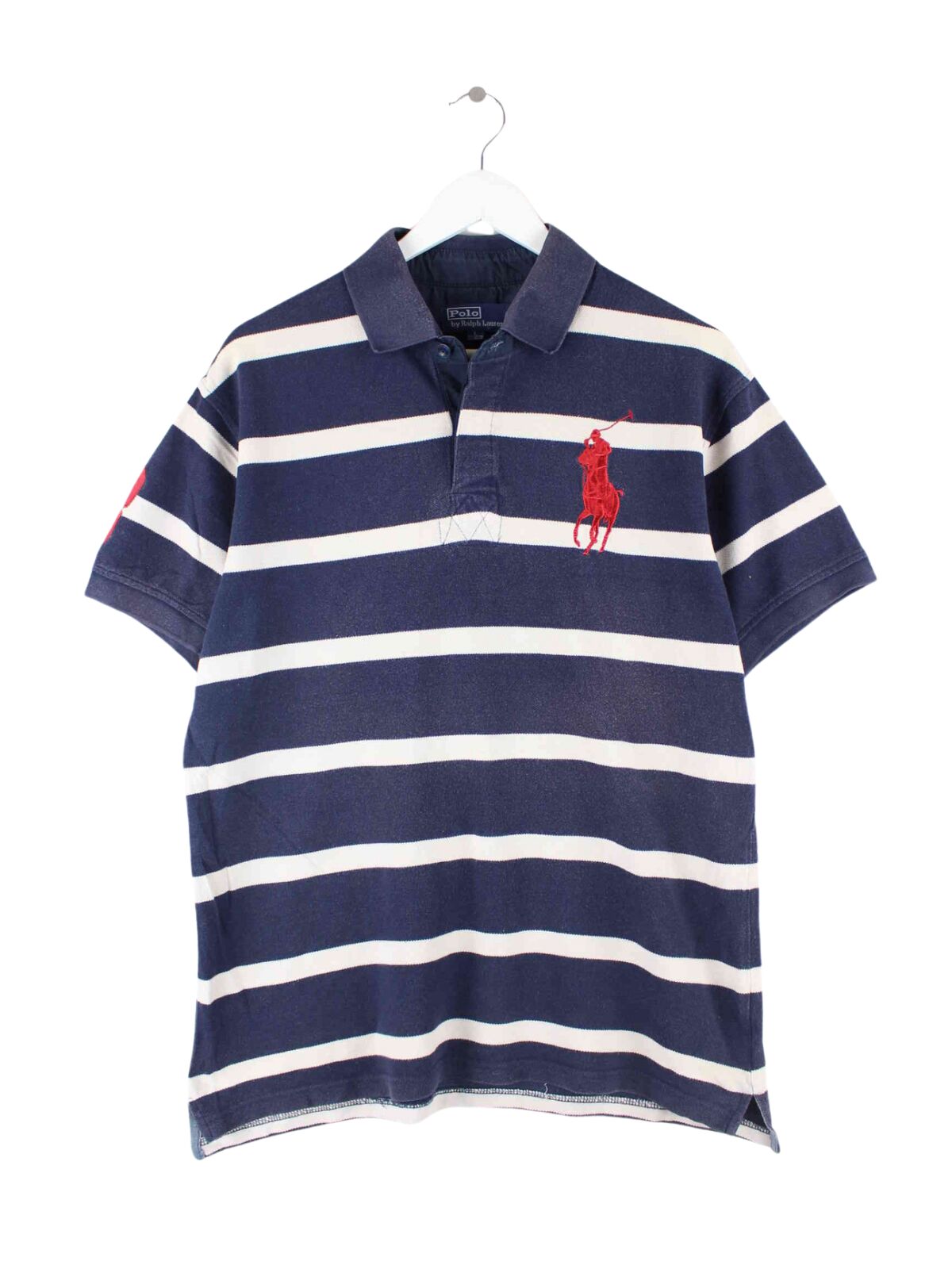 Ralph Lauren 90s Vintage Striped Embroidered Polo Blue L – Peeces