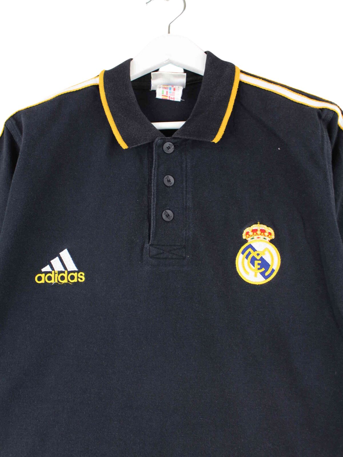 Adidas 90s Vintage Real Madrid Embroidered Polo Schwarz S (front image)