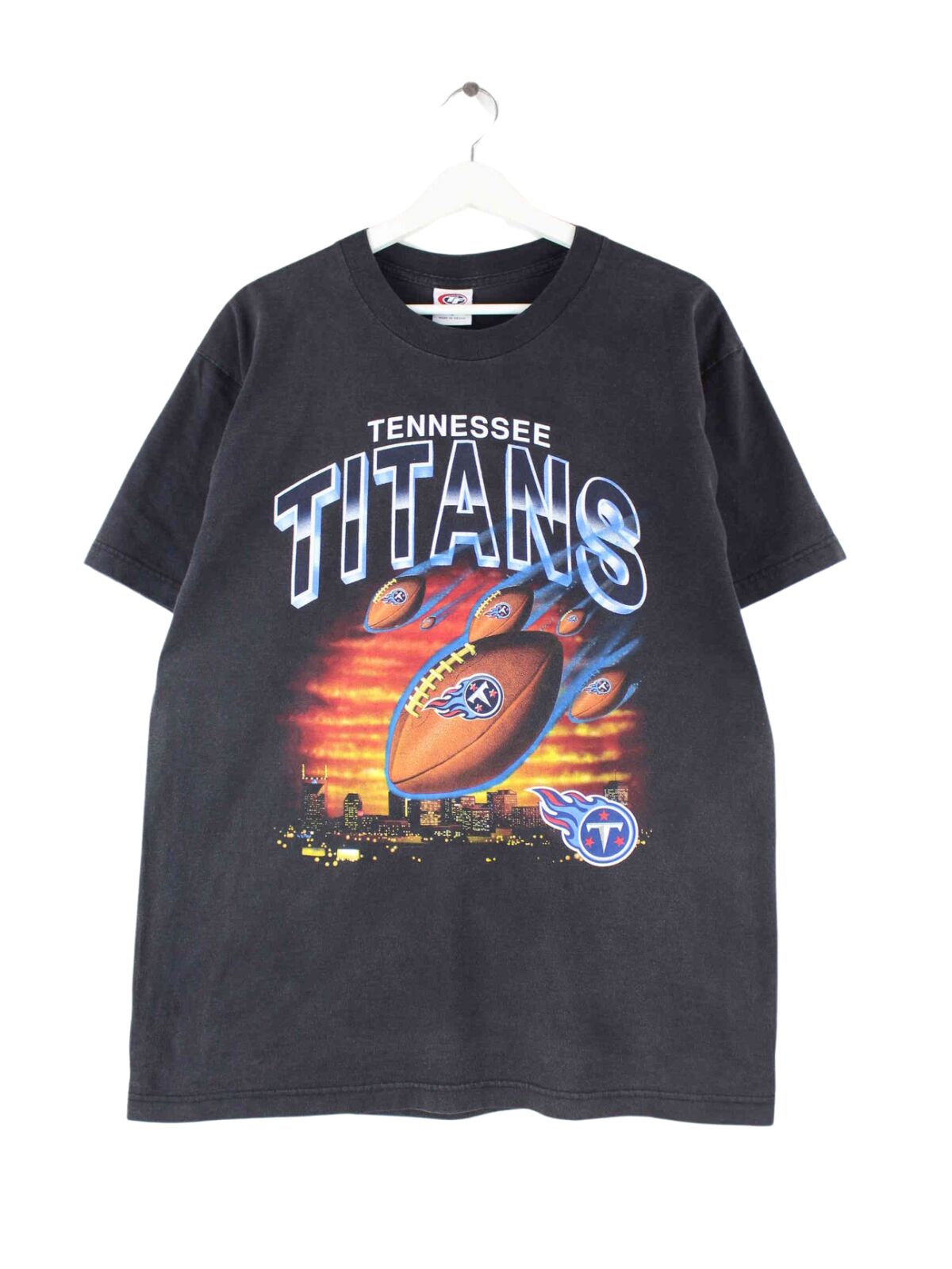 True Fan 90s Vintage Tennessee Titans Print T-Shirt Schwarz L (front image)