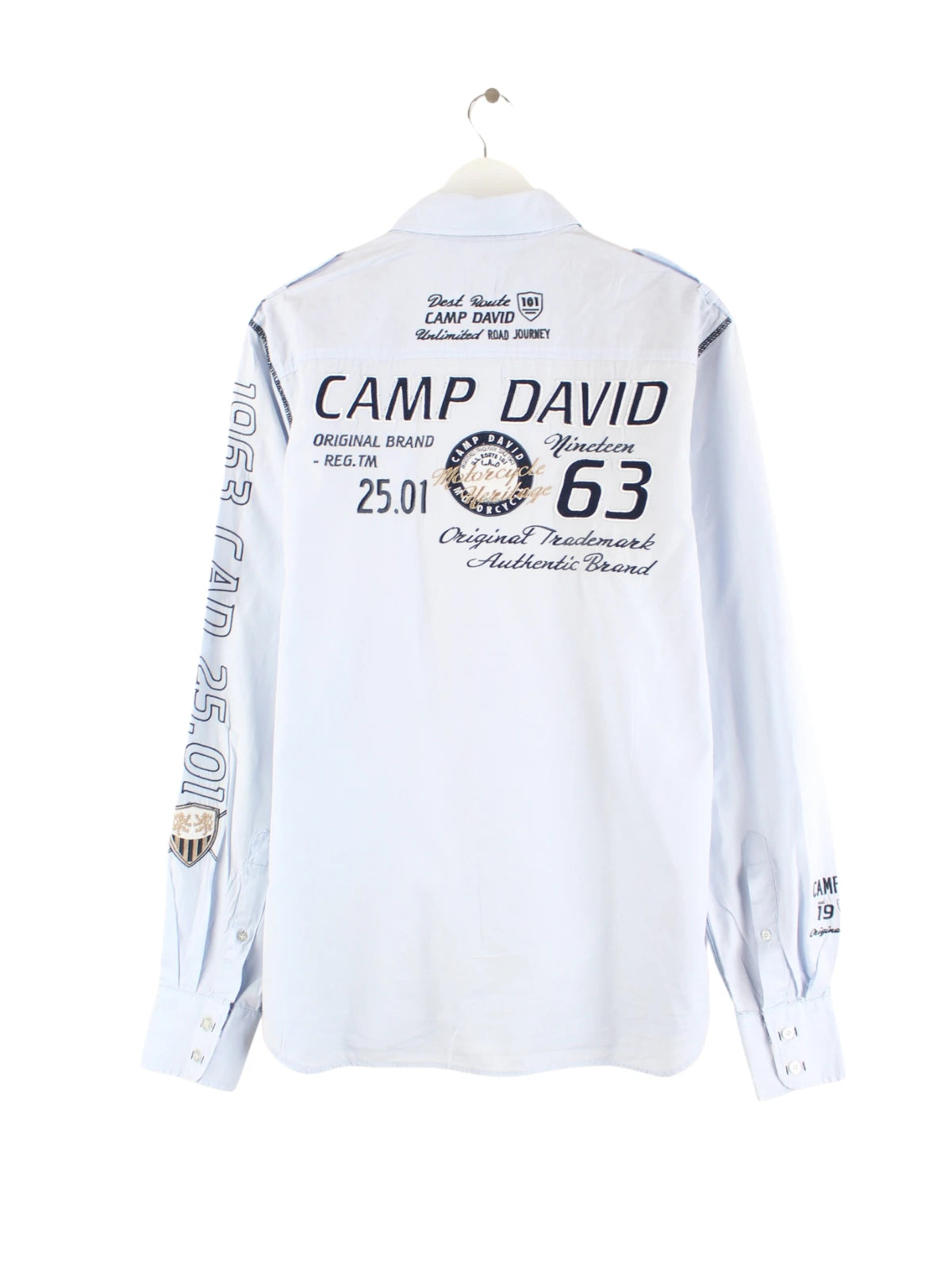 Camp David 00s Embroidered Hemd Blau L – Peeces
