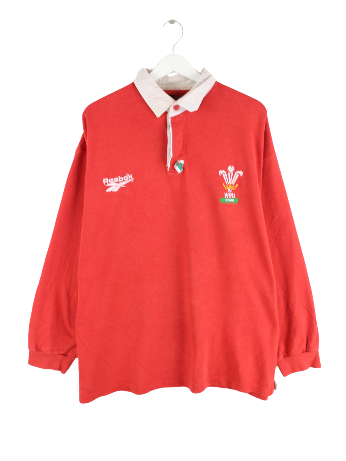 ビンテージ◇ラガーシャツ　Wales Rugby WRU リーボック　赤　レッド Reebok Rockport Wales Rugby WRU Cymru Jersey Long Sleeve Shirt