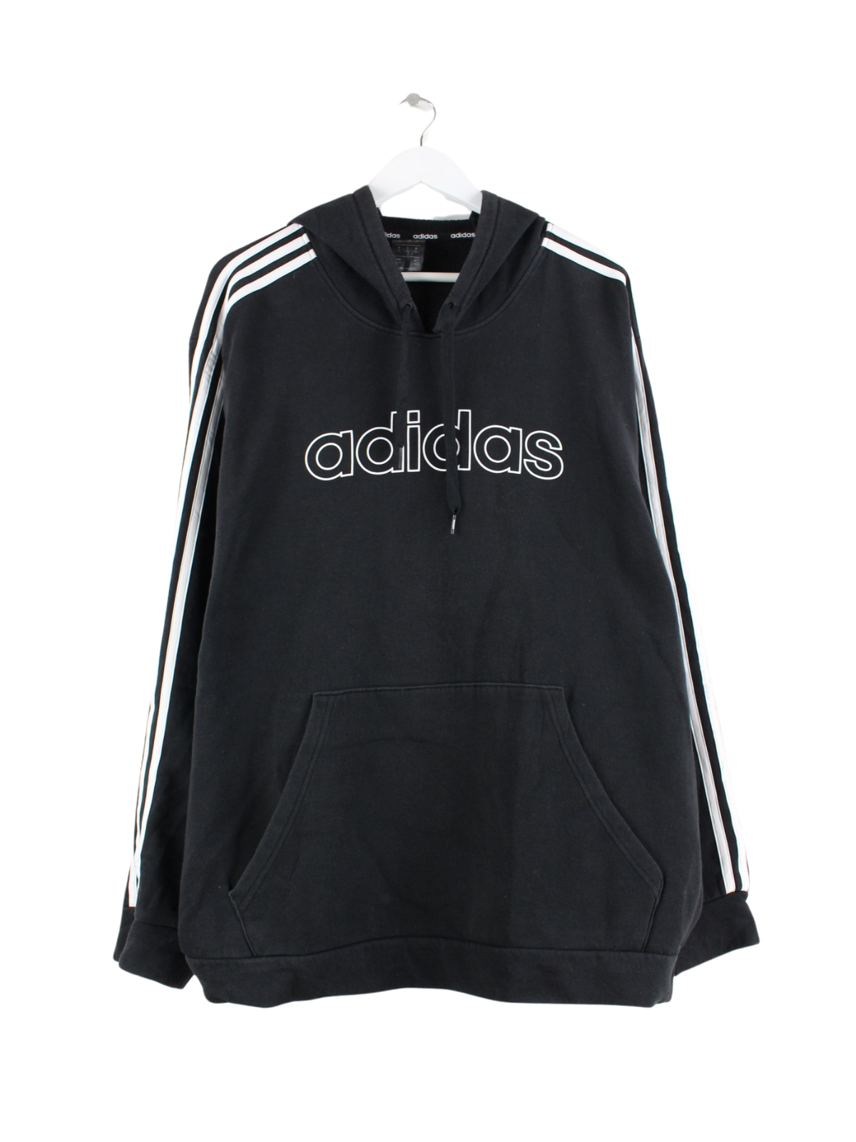 Black adidas hoodie white stripes sales