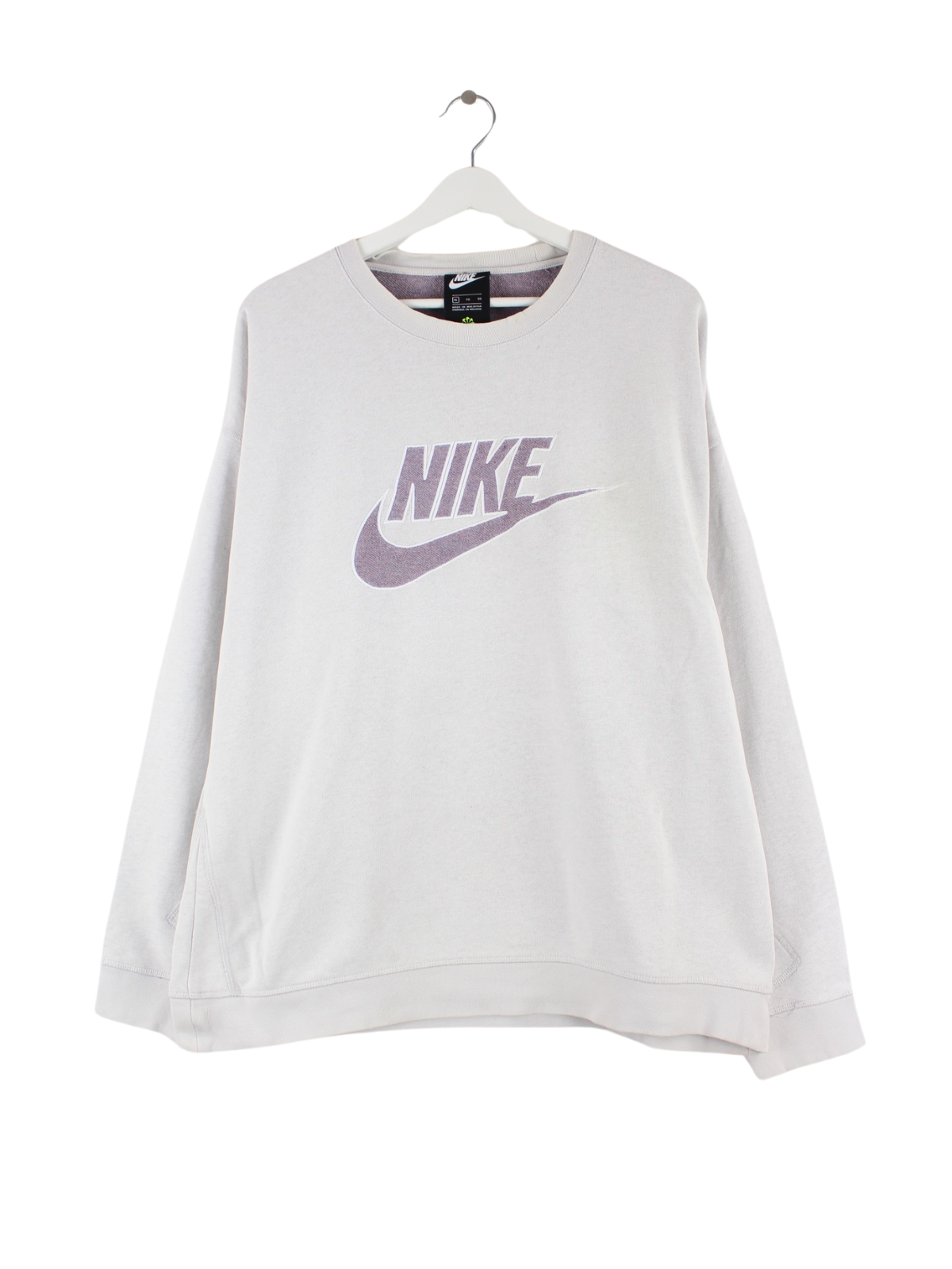 white embroidered nike sweatshirt