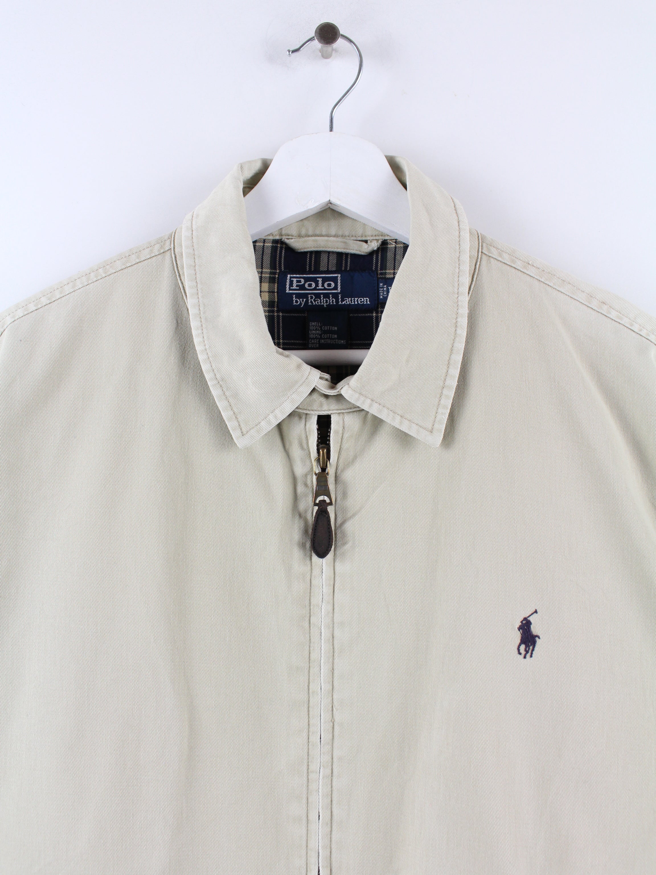 Polo Ralph Lauren Men's Beige Long Sleeve Collared Harrington top Jacket Size XL