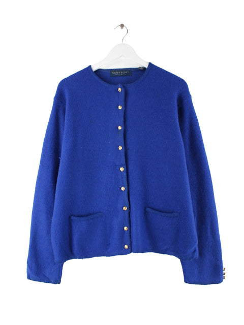 Vintage Damen 00s Woll Strickjacke Blau XL