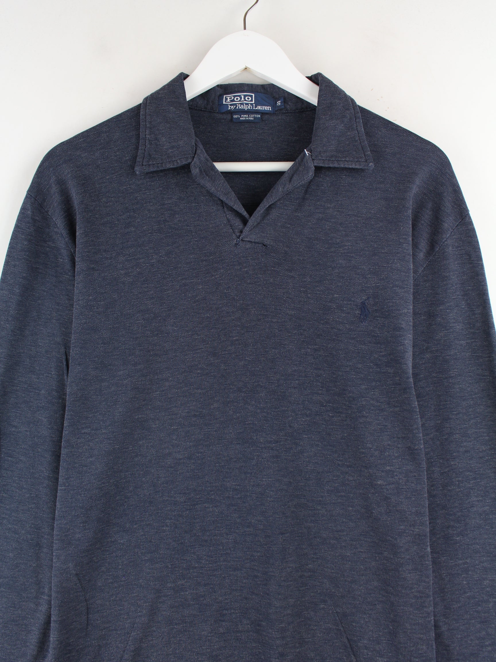 Ralph Lauren 90s Vintage Pima Cotton Long Sleeve Polo Blue S – Peeces