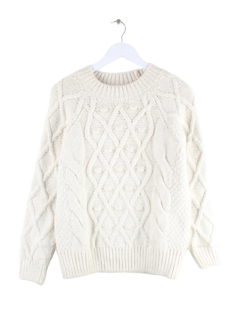 Vintage Damen 90s Strick Pullover Weiß S